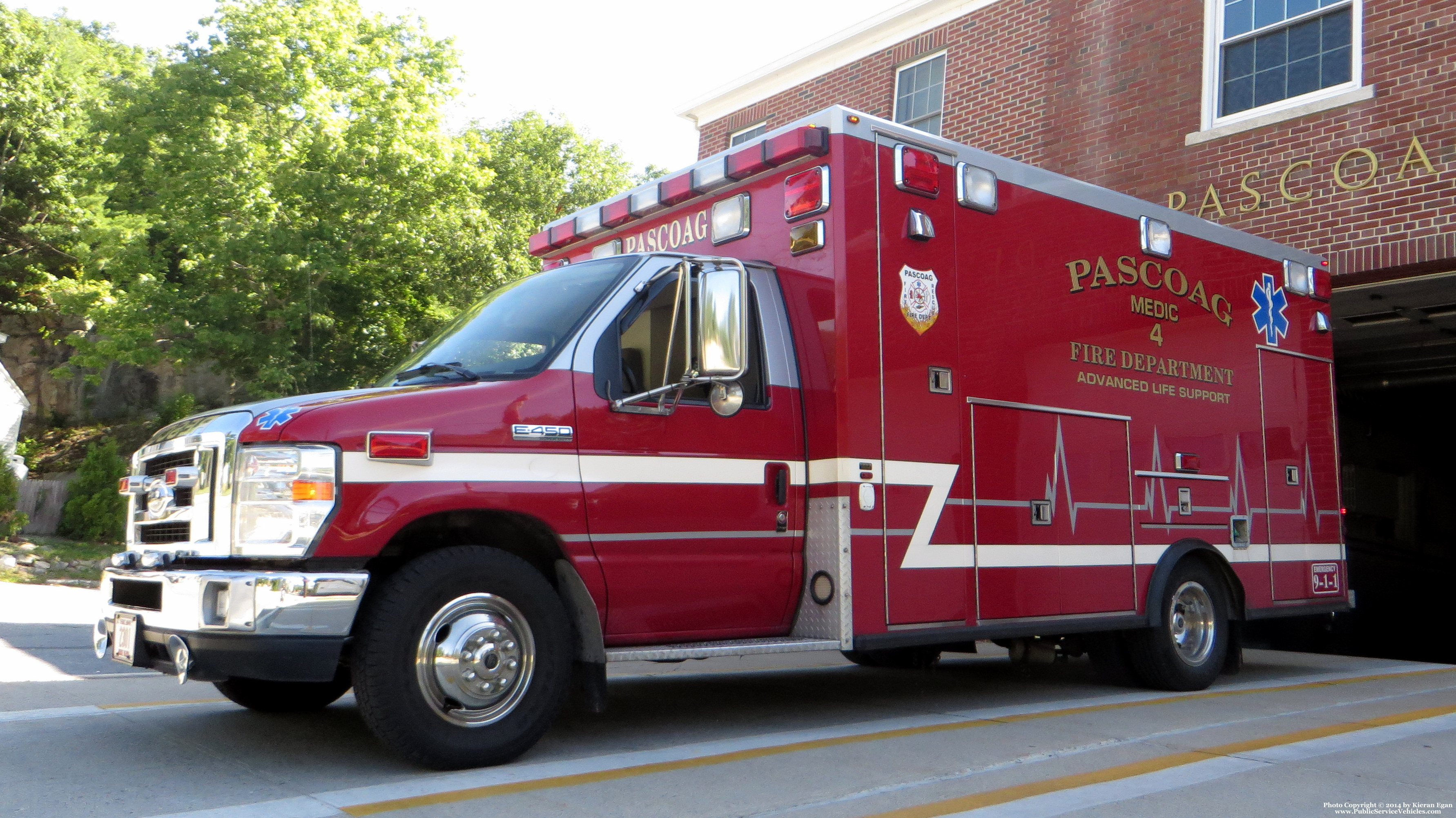 A photo  of Pascoag Fire
            Medic 4, a 2010 Ford E-450             taken by Kieran Egan