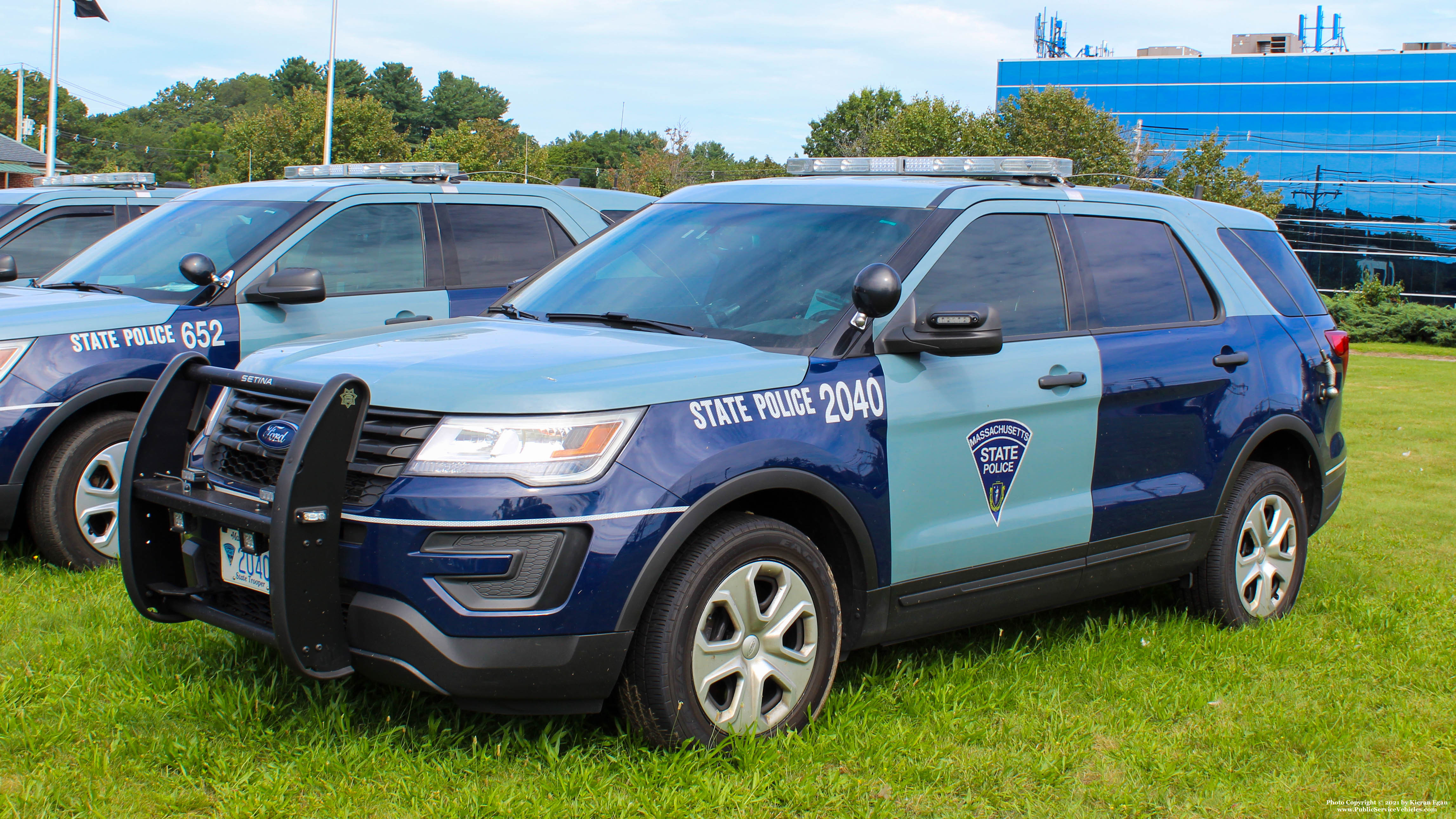 A photo  of Massachusetts State Police
            Cruiser 2040, a 2018 Ford Police Interceptor Utility             taken by Kieran Egan