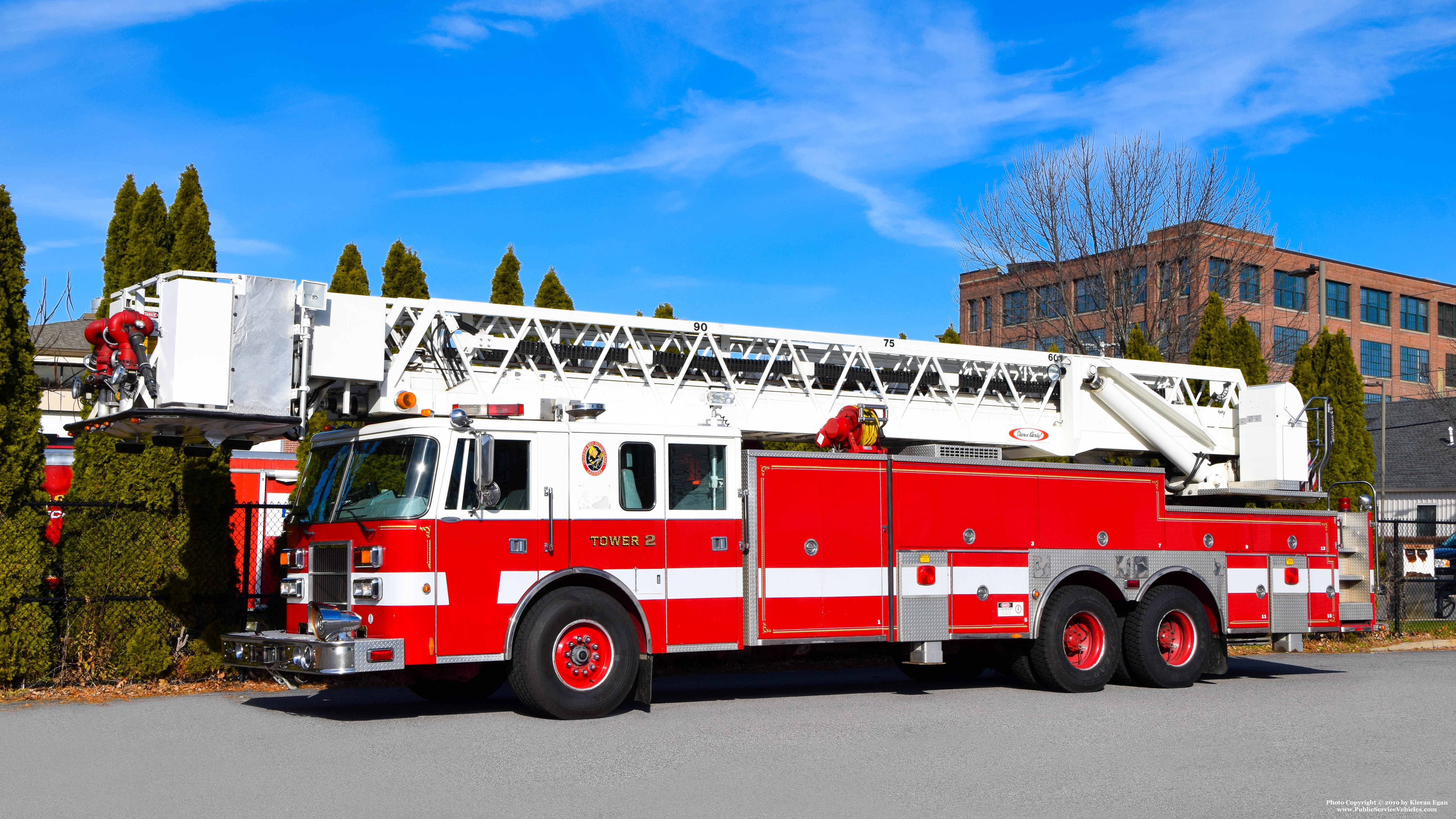 A photo  of East Providence Fire
            Tower Ladder 3, a 1995 Pierce Lance             taken by Kieran Egan