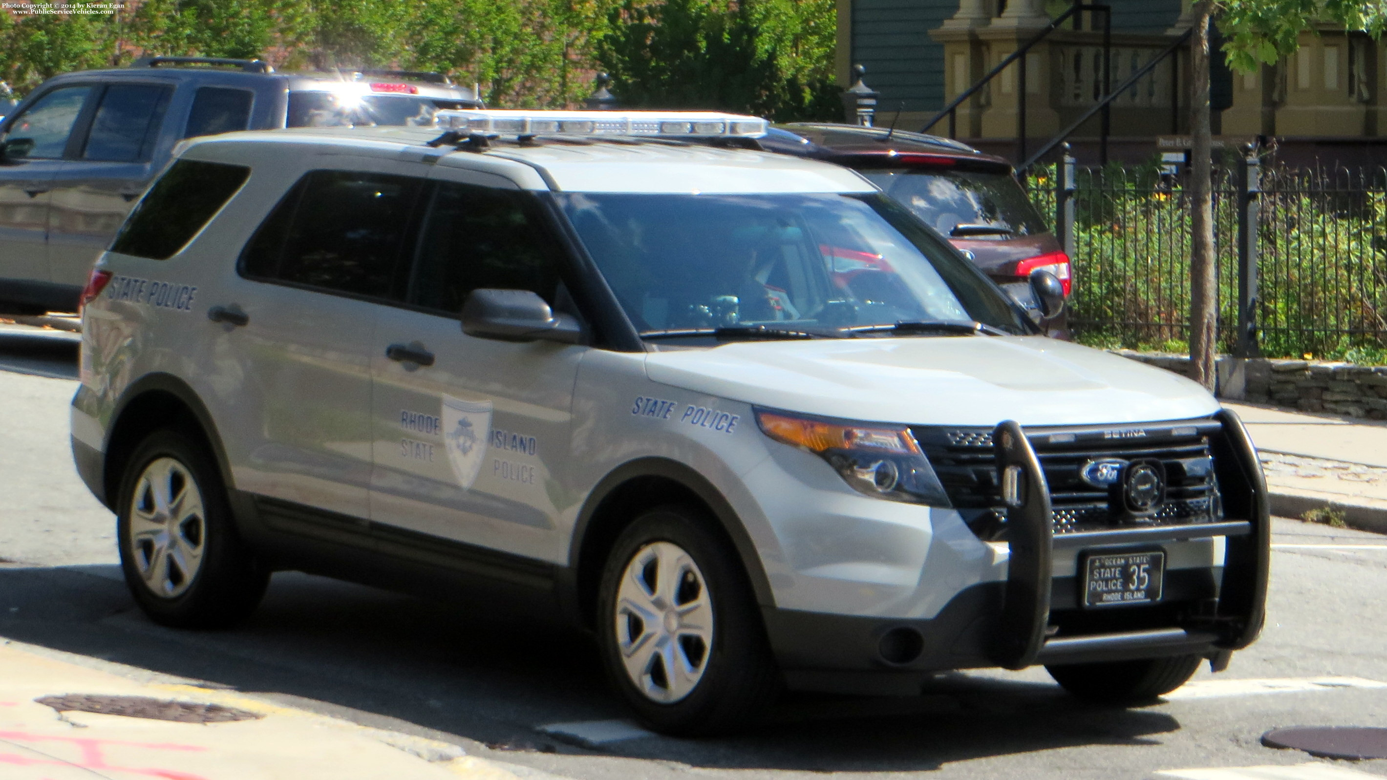 A photo  of Rhode Island State Police
            Cruiser 35, a 2013-2015 Ford Police Interceptor Utility             taken by Kieran Egan