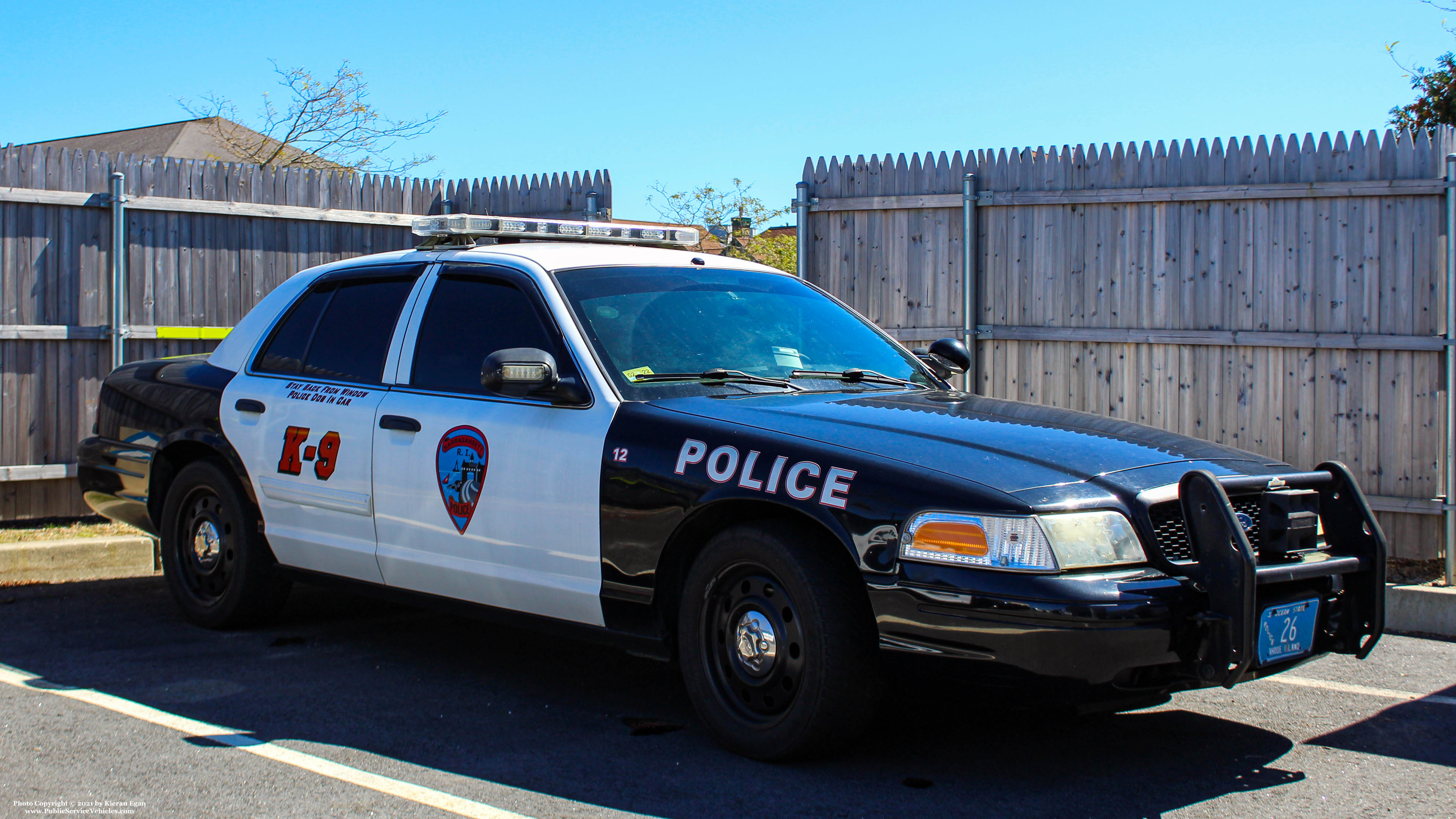 A photo  of Narragansett Police
            Car 12, a 2009-2011 Ford Crown Victoria Police Interceptor             taken by Kieran Egan