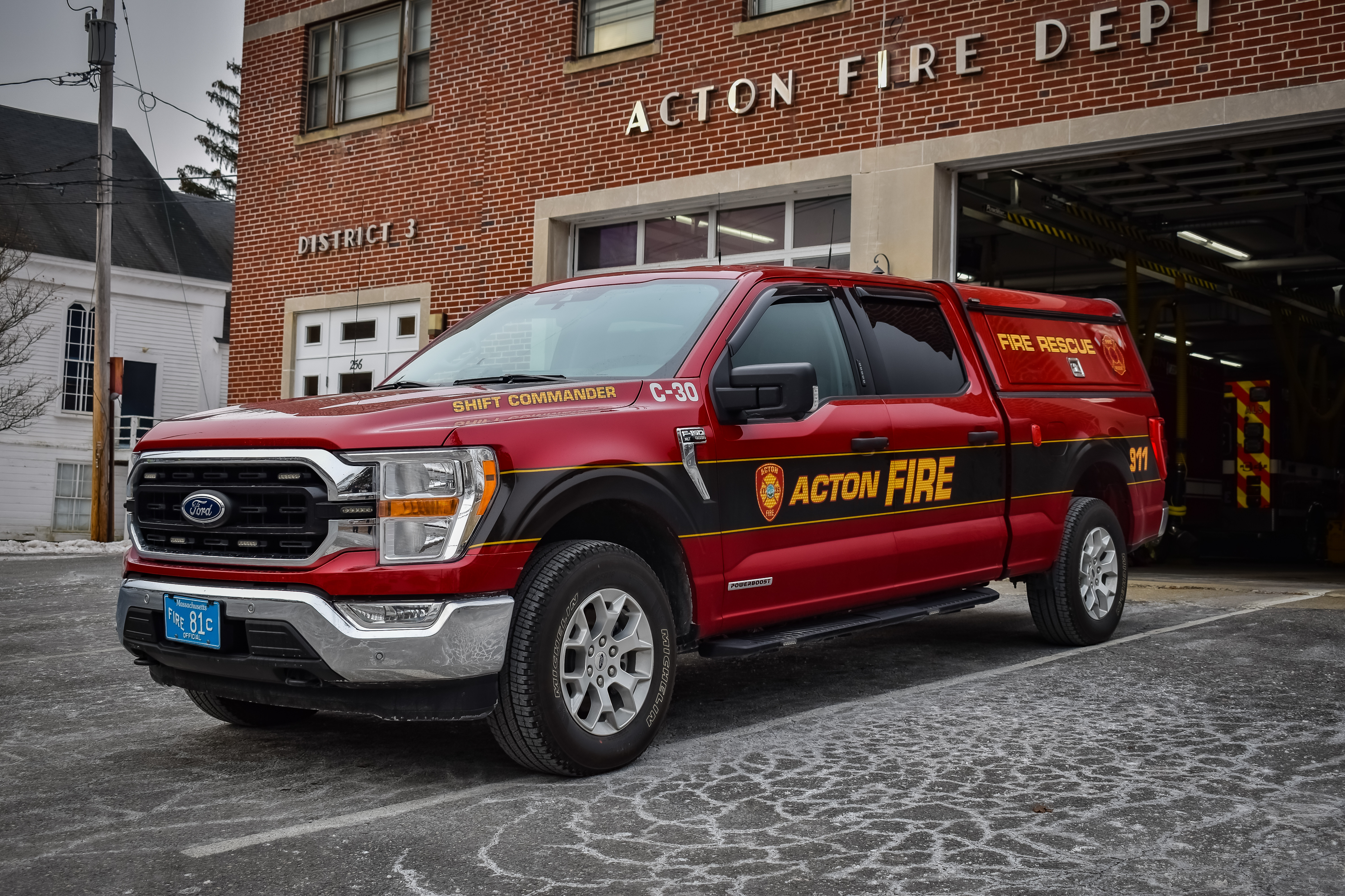 A photo  of Acton Fire
            Car 30, a 2021 Ford F-150 Police Responder             taken by Luke Tougas