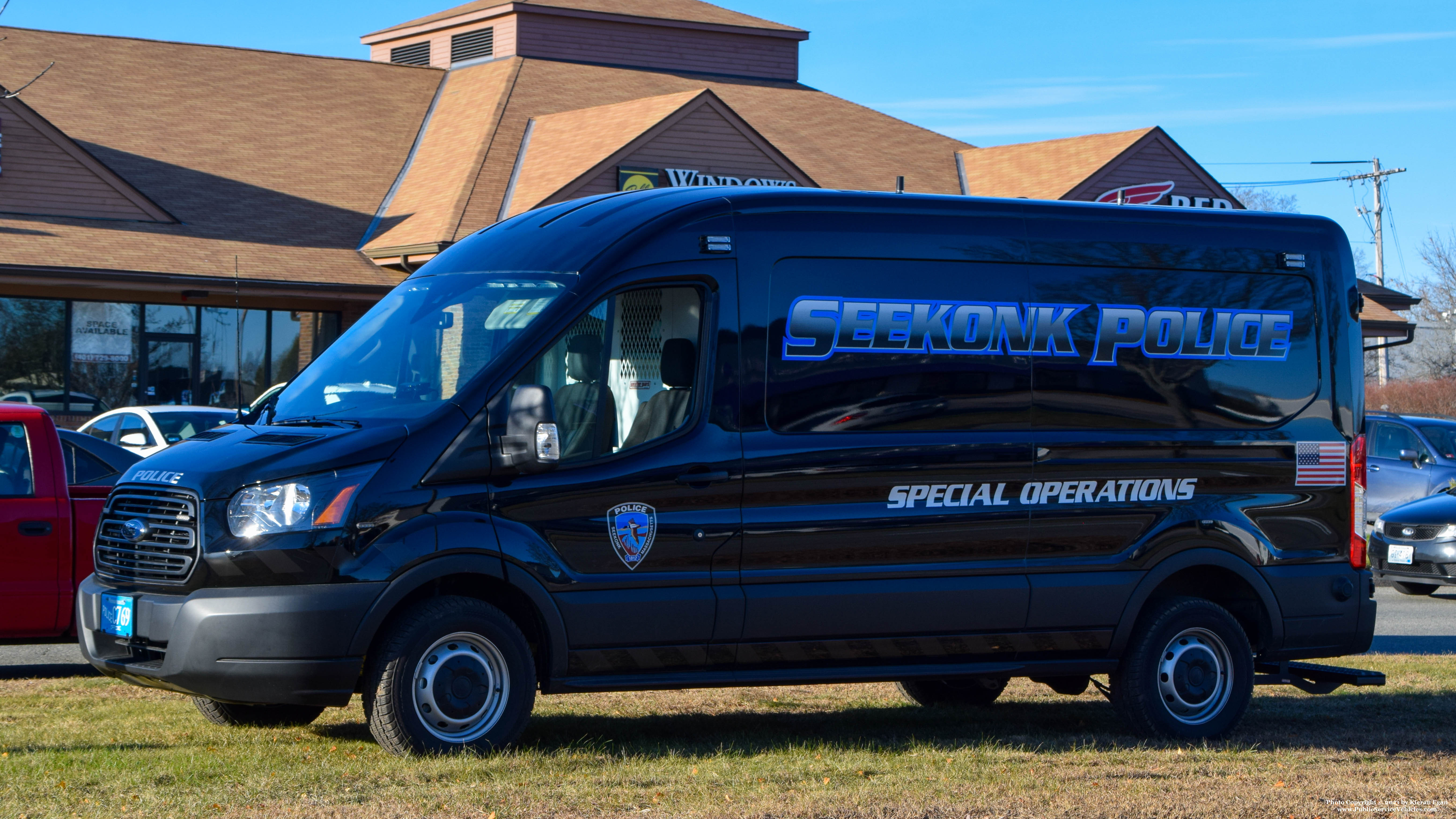 A photo  of Seekonk Police
            Van 20, a 2019 Ford Transit             taken by Kieran Egan