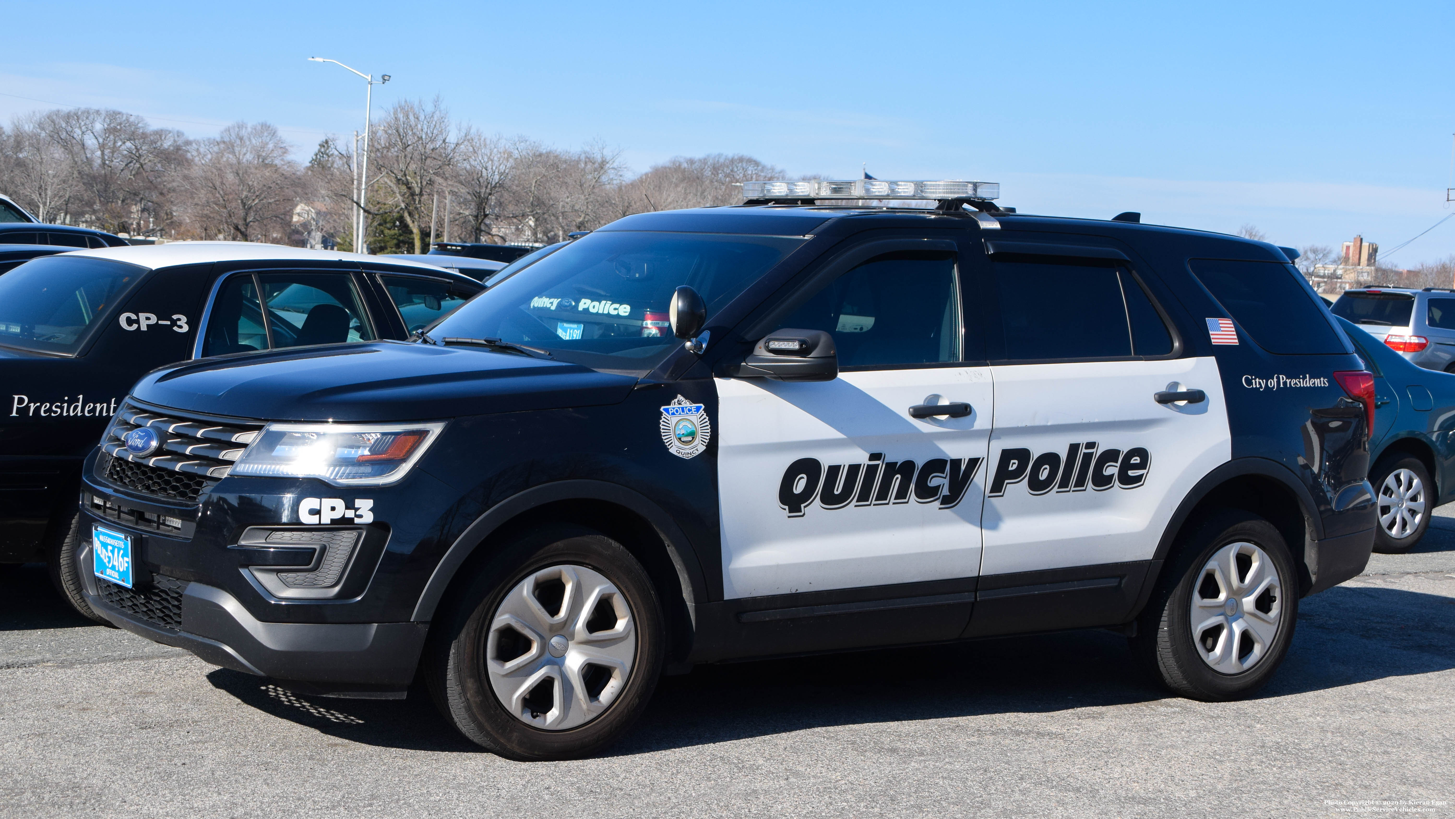 A photo  of Quincy Police
            CP-3, a 2017 Ford Police Interceptor Utility             taken by Kieran Egan