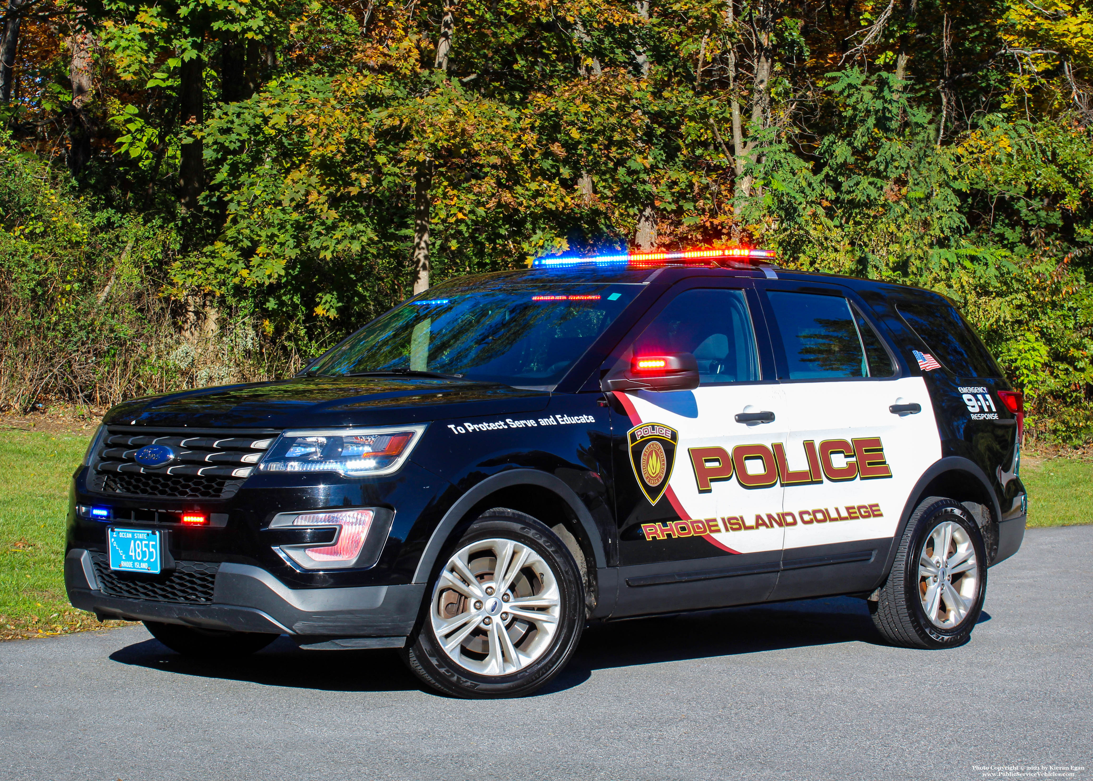 A photo  of Rhode Island College Police
            Cruiser 4855, a 2017-2018 Ford Police Interceptor Utility             taken by Kieran Egan