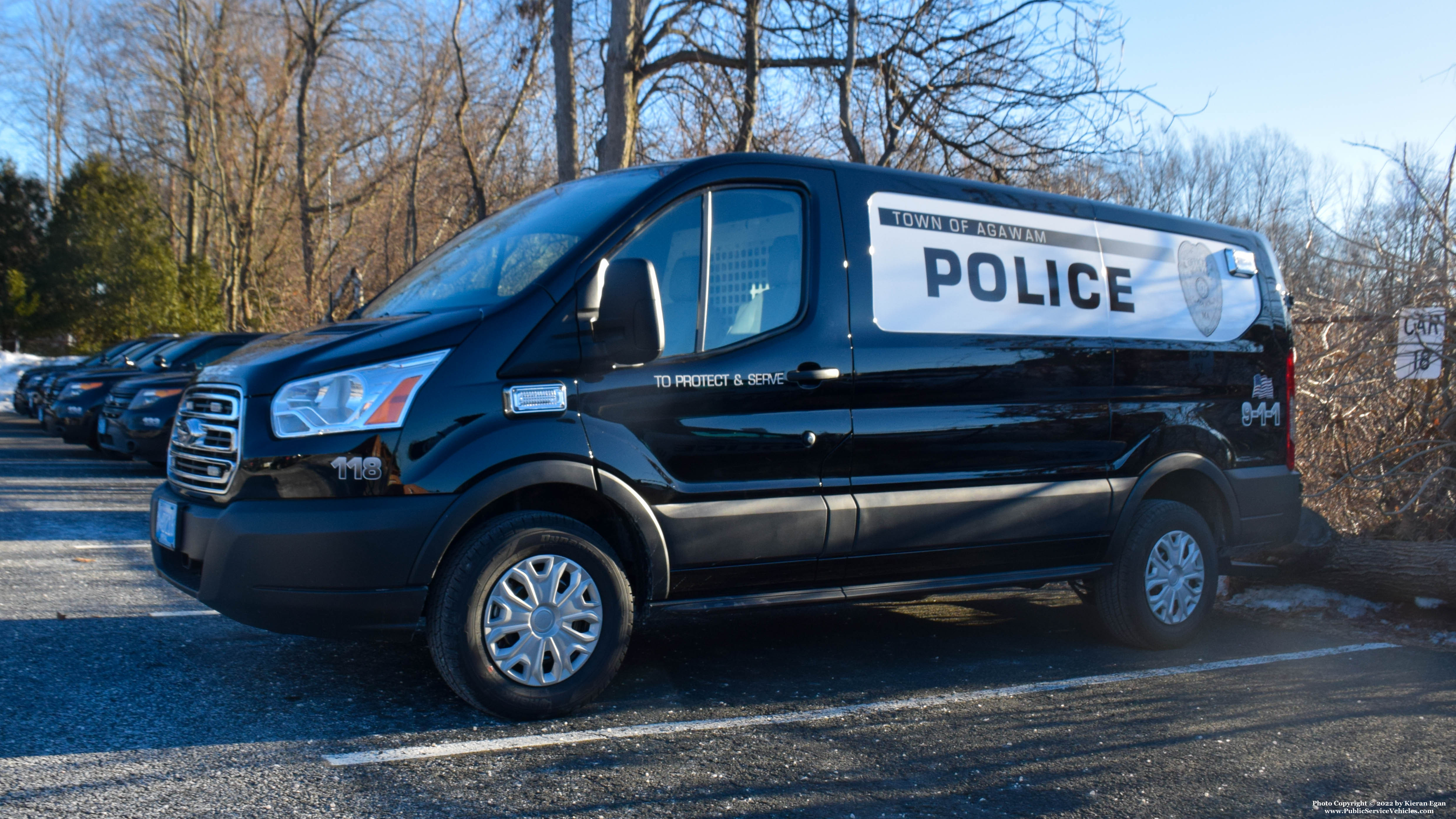 A photo  of Agawam Police
            Cruiser 118, a 2018 Ford Transit             taken by Kieran Egan