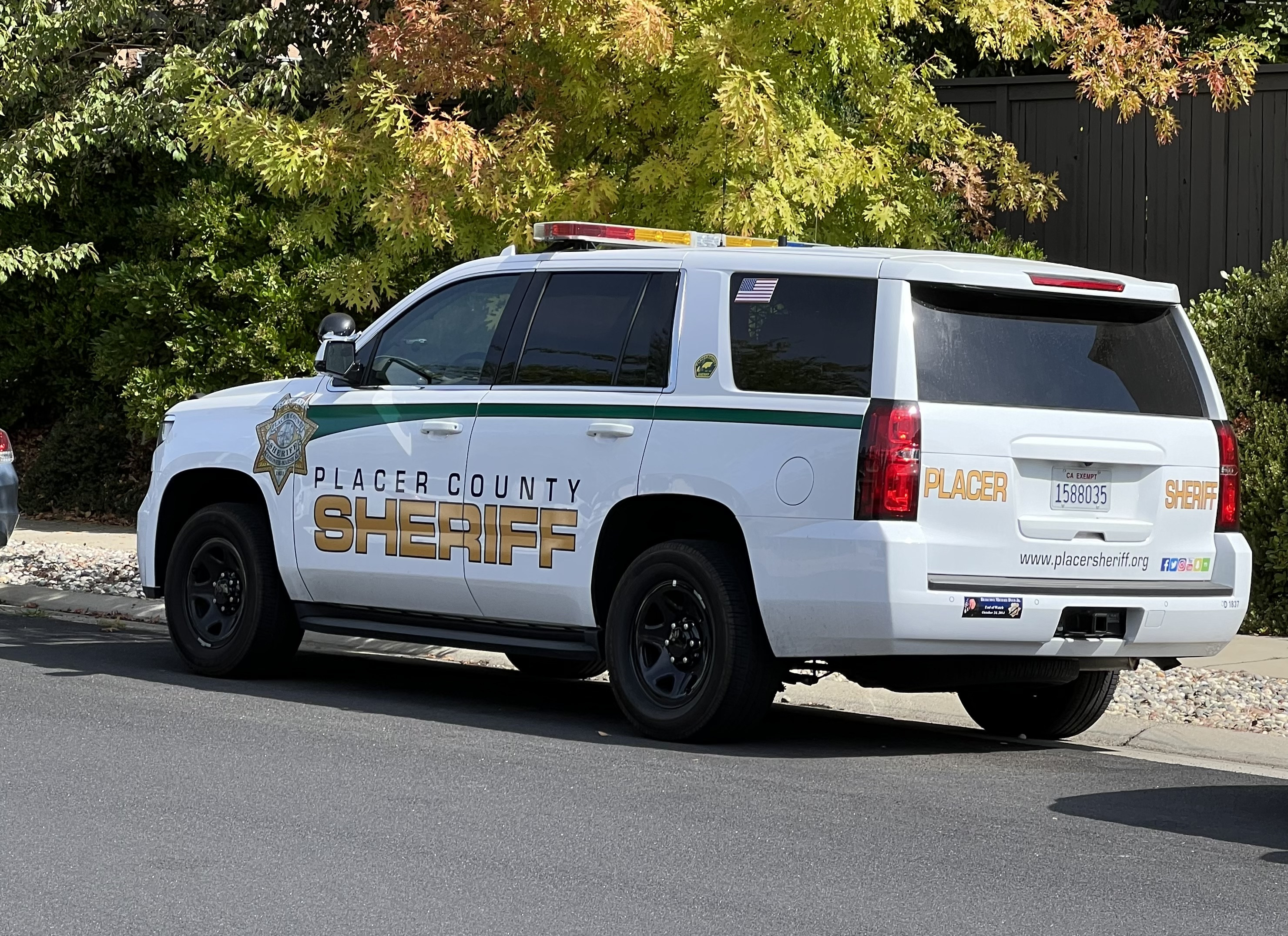 A photo  of Placer County Sheriff
            Cruiser 1837, a 2015-2019 Chevrolet Tahoe             taken by @riemergencyvehicles