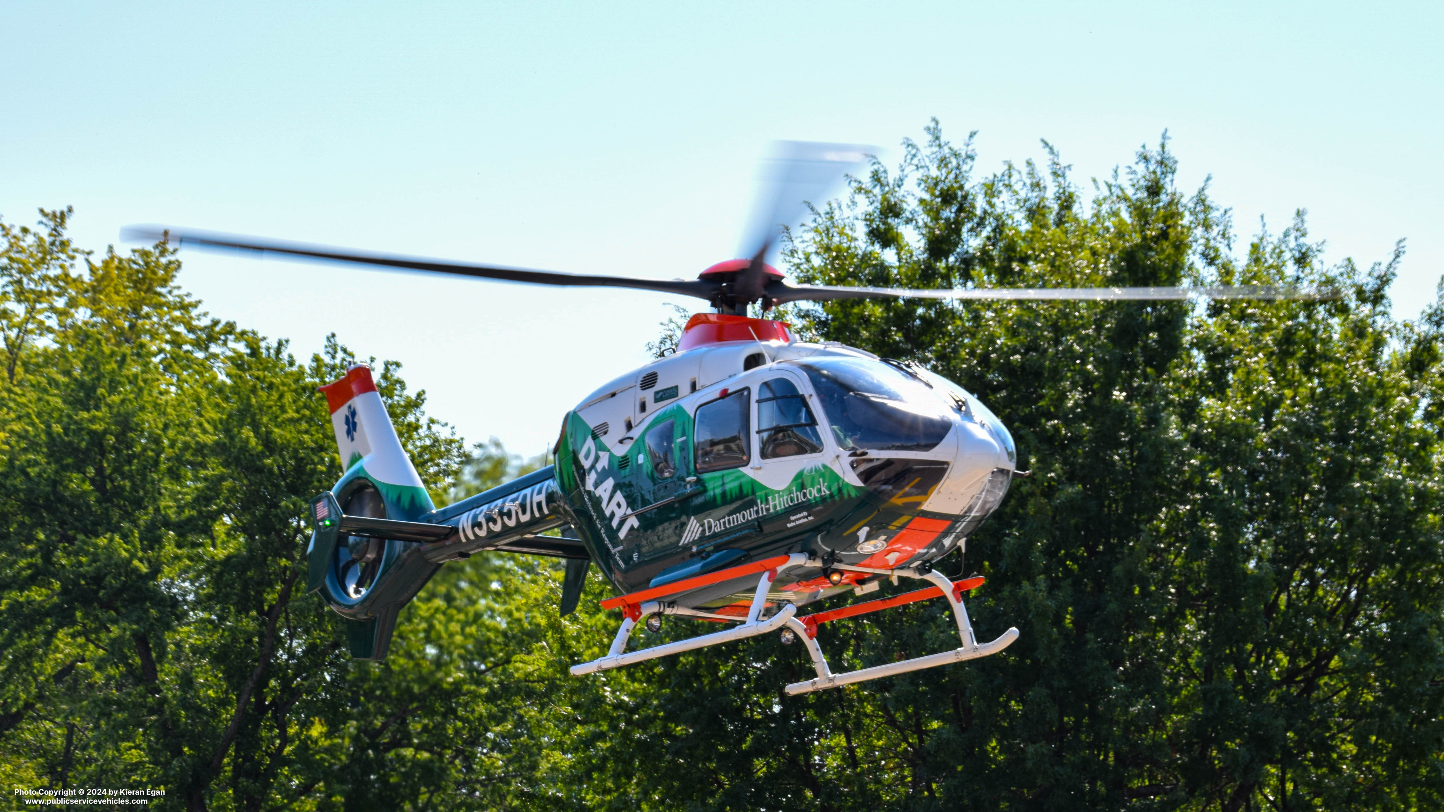 A photo  of Dartmouth Hitchcock Advanced Response Team
            Spare Helicopter 1, a 2010 Eurocopter Deutschland EC135             taken by Kieran Egan