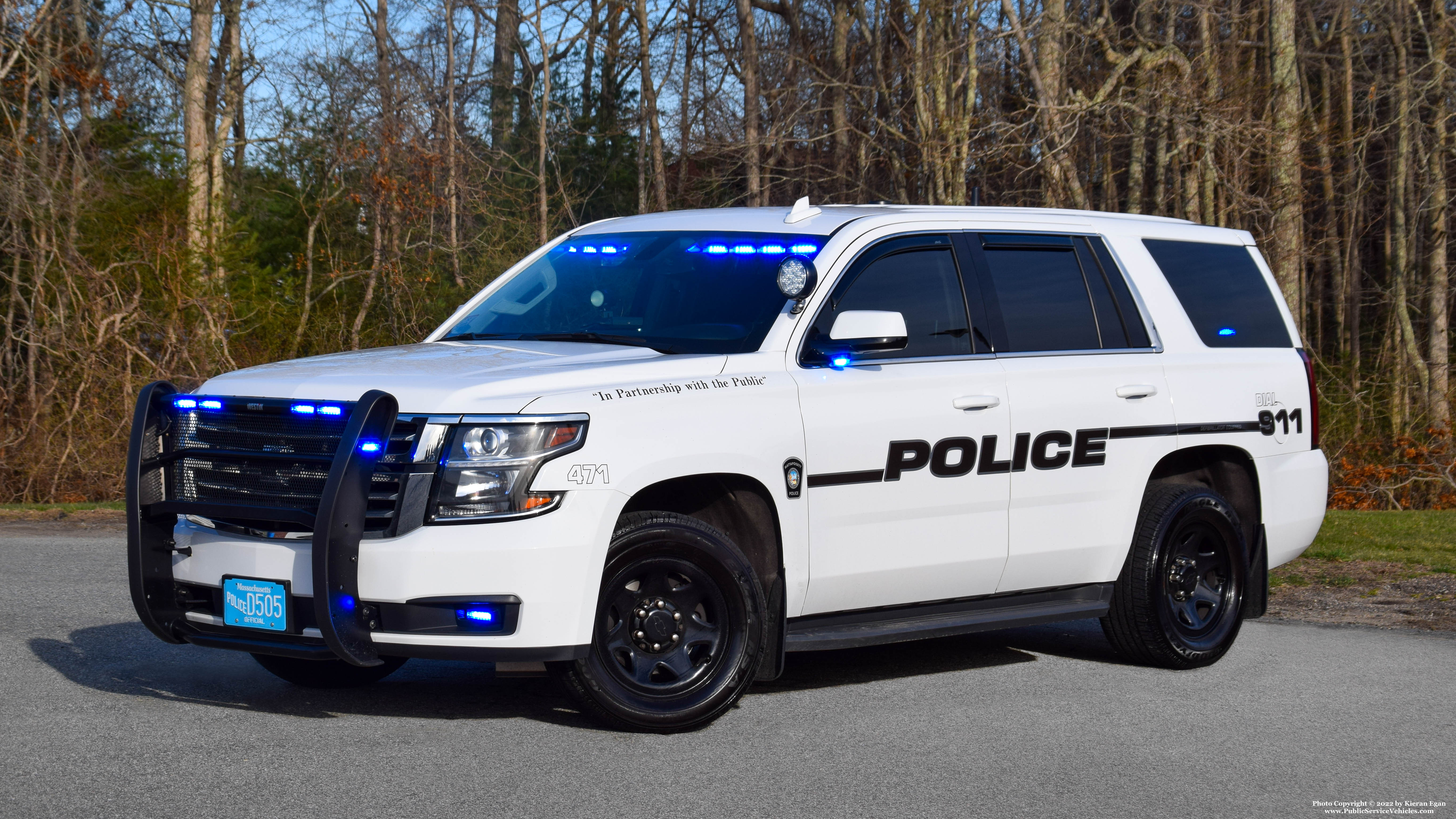 A photo  of Mattapoisett Police
            Cruiser 471, a 2020 Chevrolet Tahoe             taken by Kieran Egan