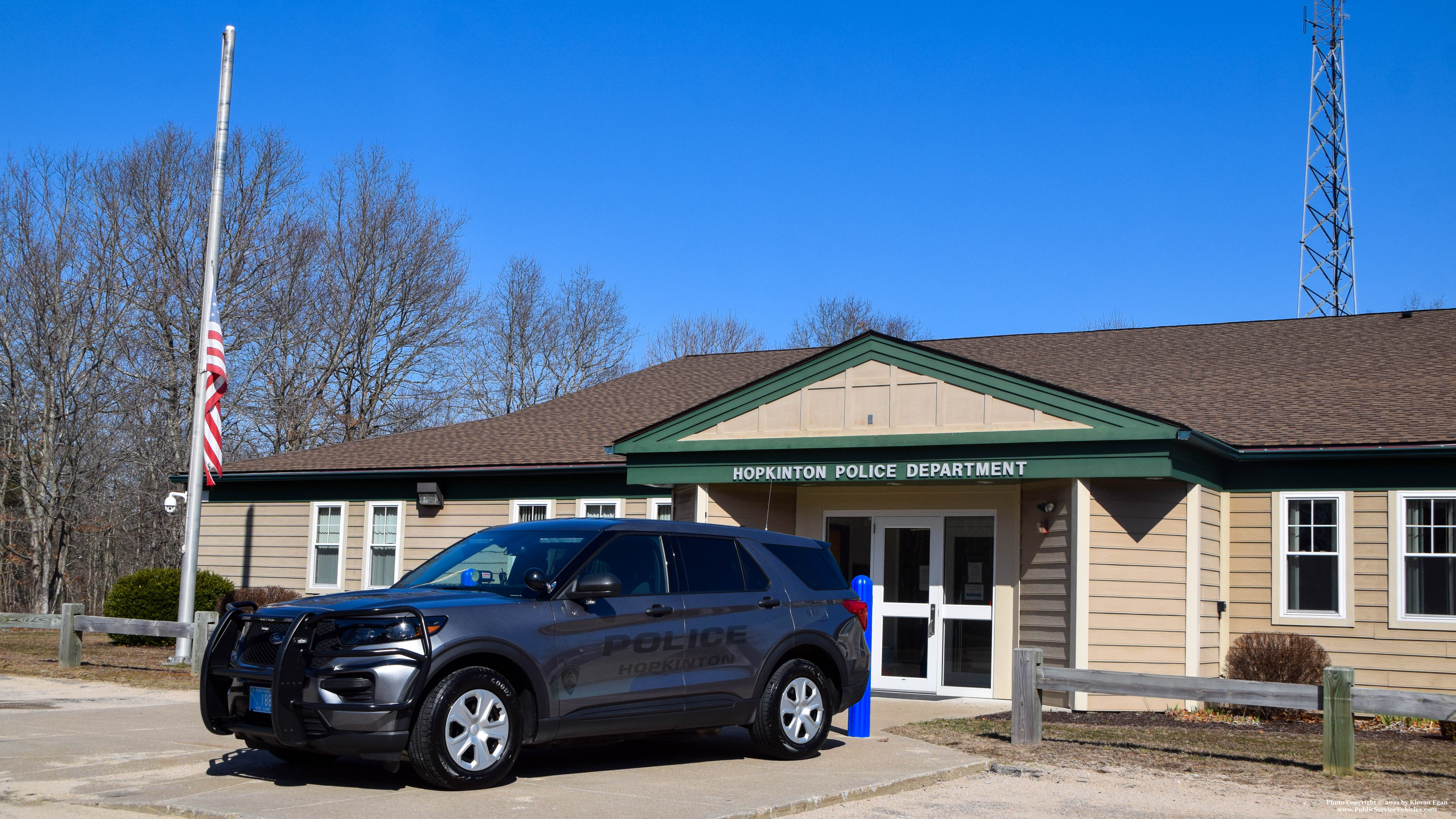 A photo  of Hopkinton Police
            Cruiser 188, a 2021 Ford Police Interceptor Utility             taken by Kieran Egan