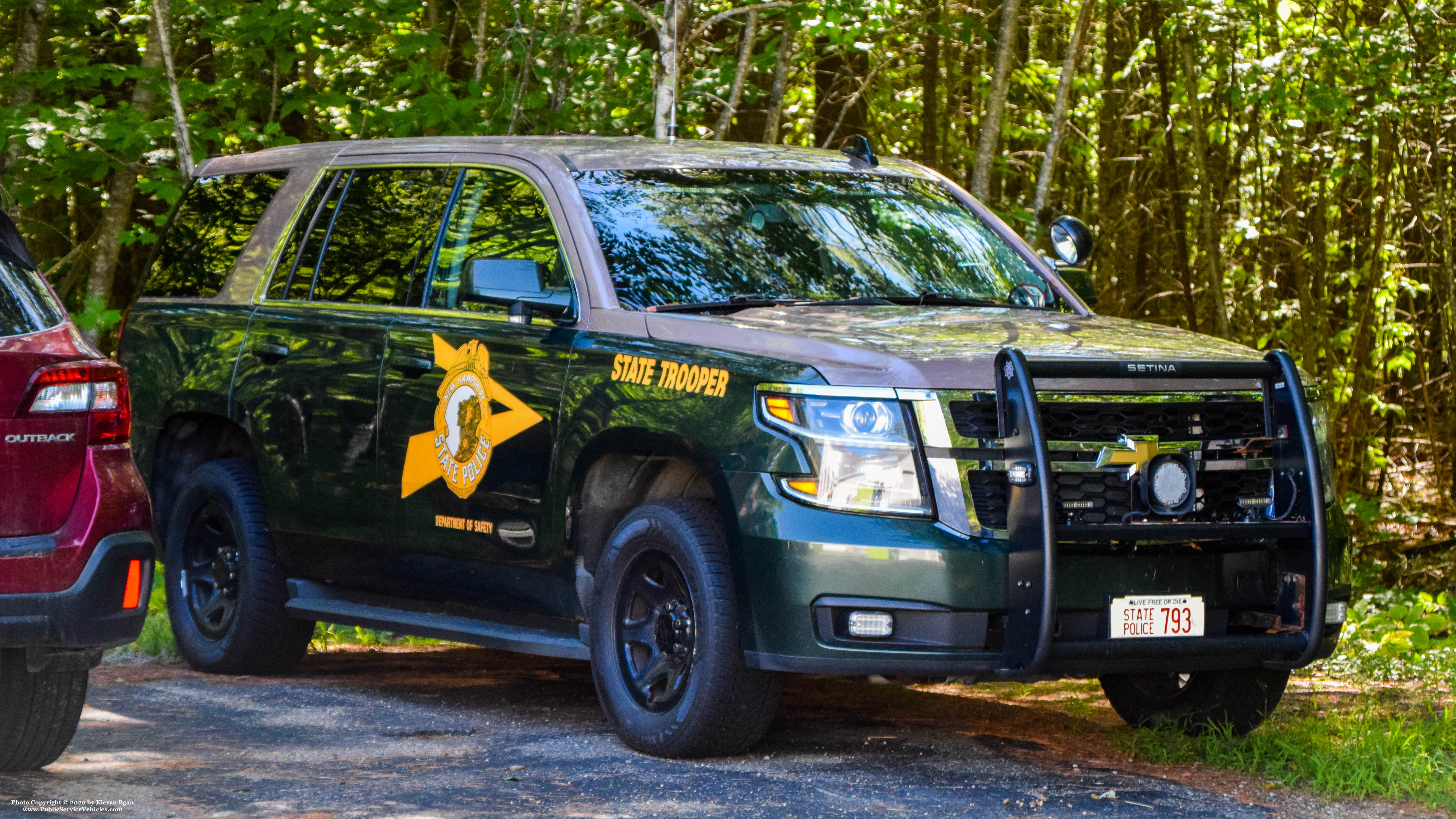A photo  of New Hampshire State Police
            Cruiser 793, a 2014-2019 Chevrolet Tahoe             taken by Kieran Egan