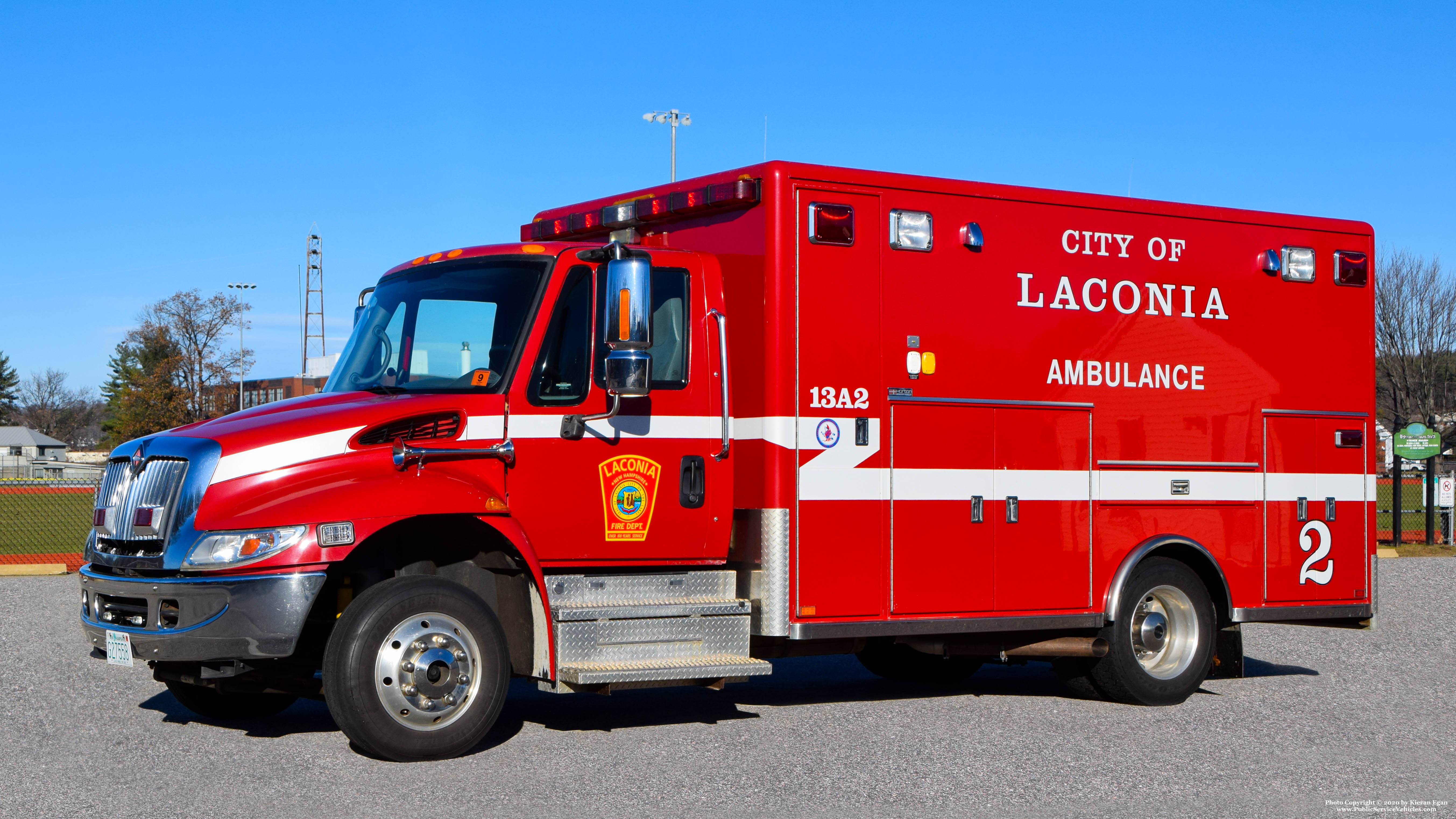 A photo  of Laconia Fire
            13 Ambulance 2, a 2006 International             taken by Kieran Egan