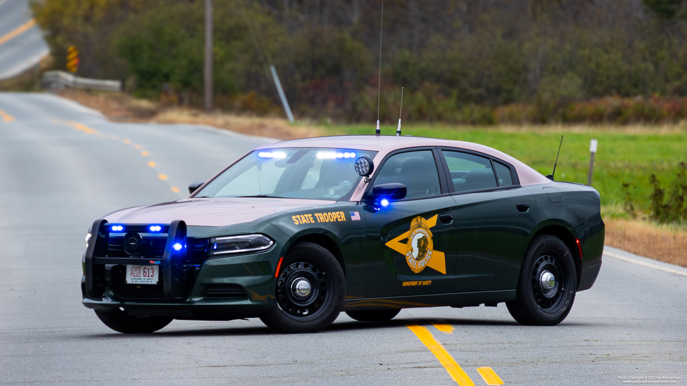 A photo  of New Hampshire State Police
            Cruiser 613, a 2022 Dodge Charger             taken by Kieran Egan