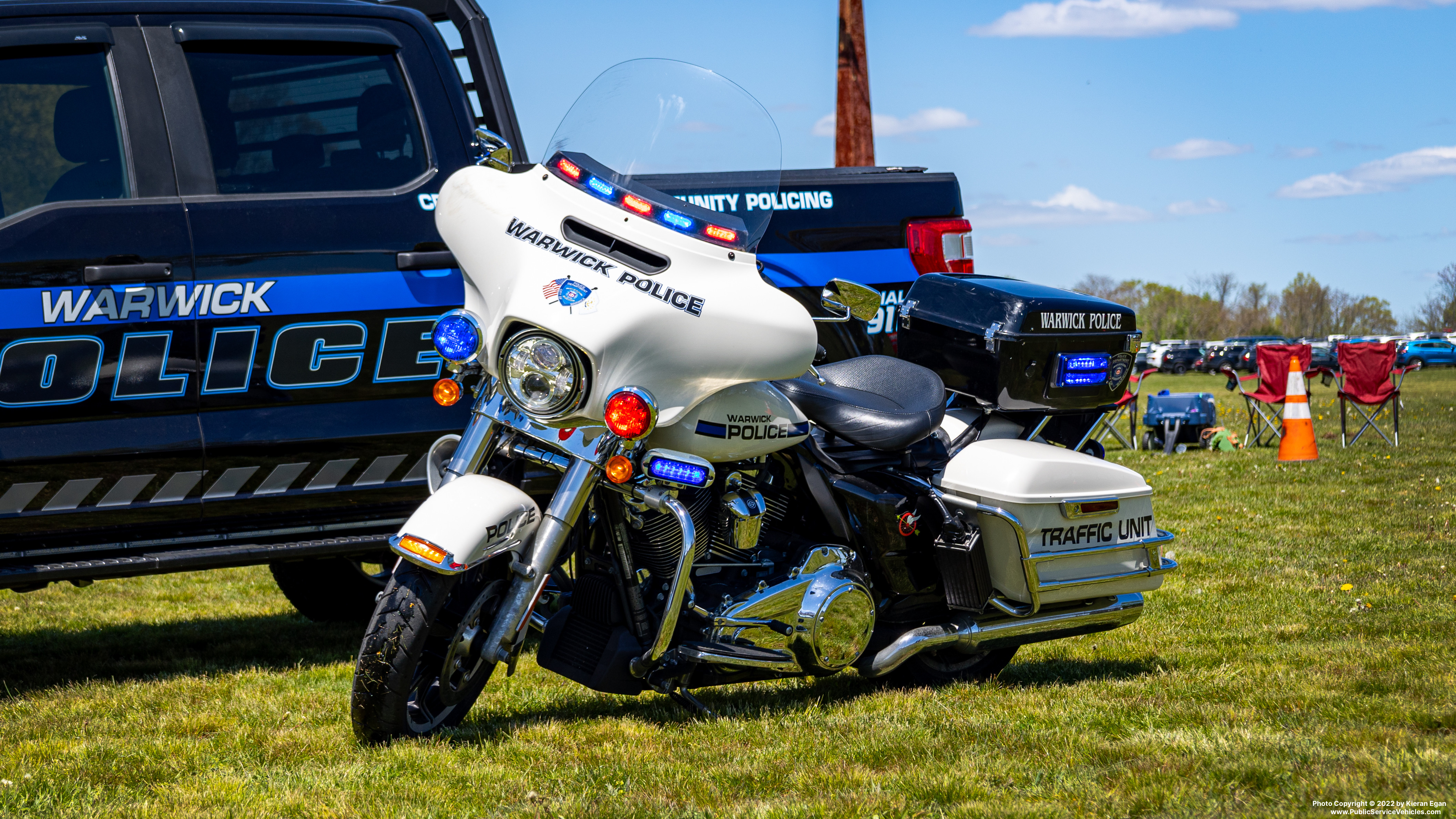 A photo  of Warwick Police
            Motorcycle 8, a 2020-2022 Harley-Davidson Electra Glide             taken by Kieran Egan
