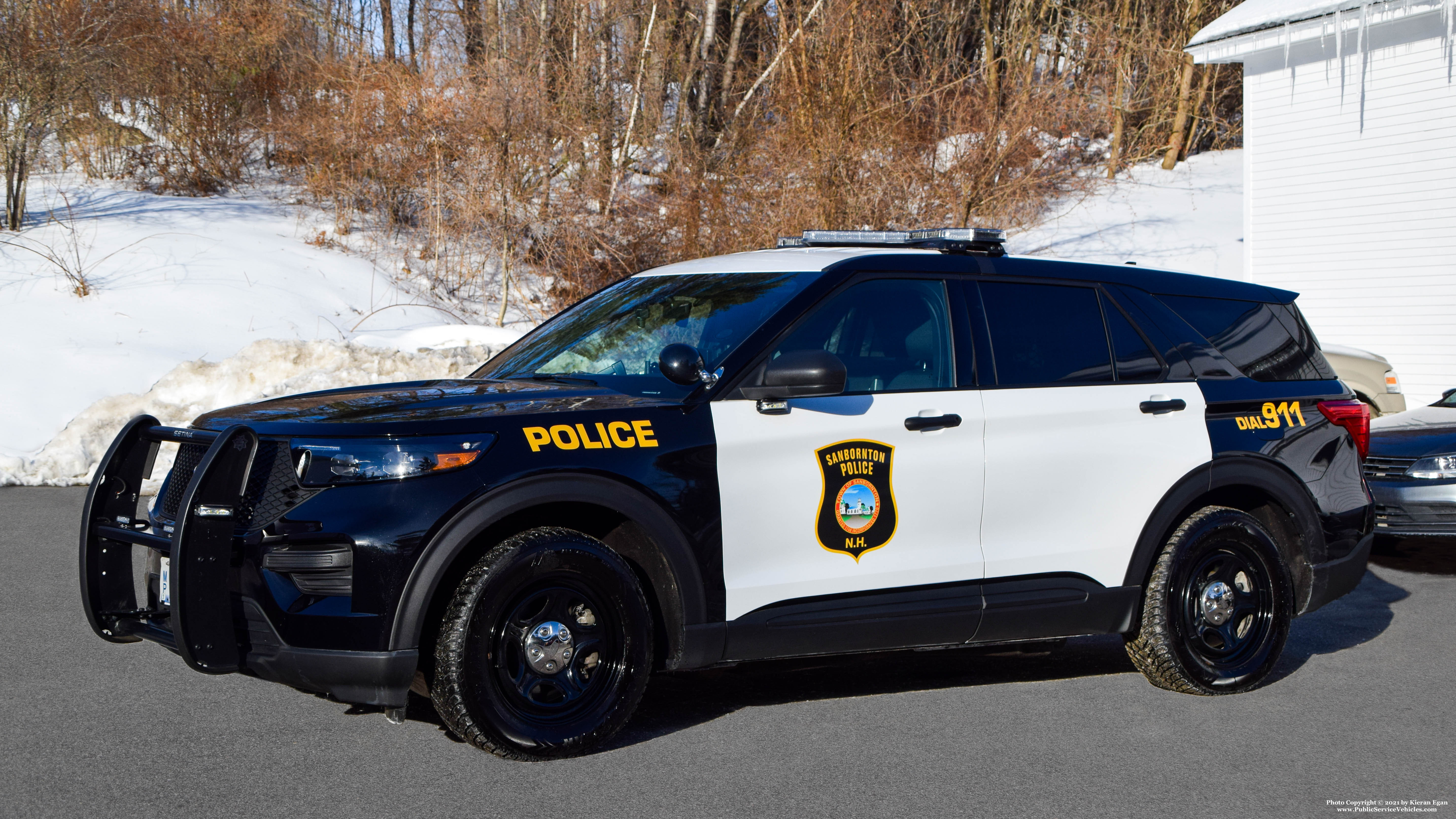 A photo  of Sanbornton Police
            Car 1, a 2020 Ford Police Interceptor Utility Hybrid             taken by Kieran Egan