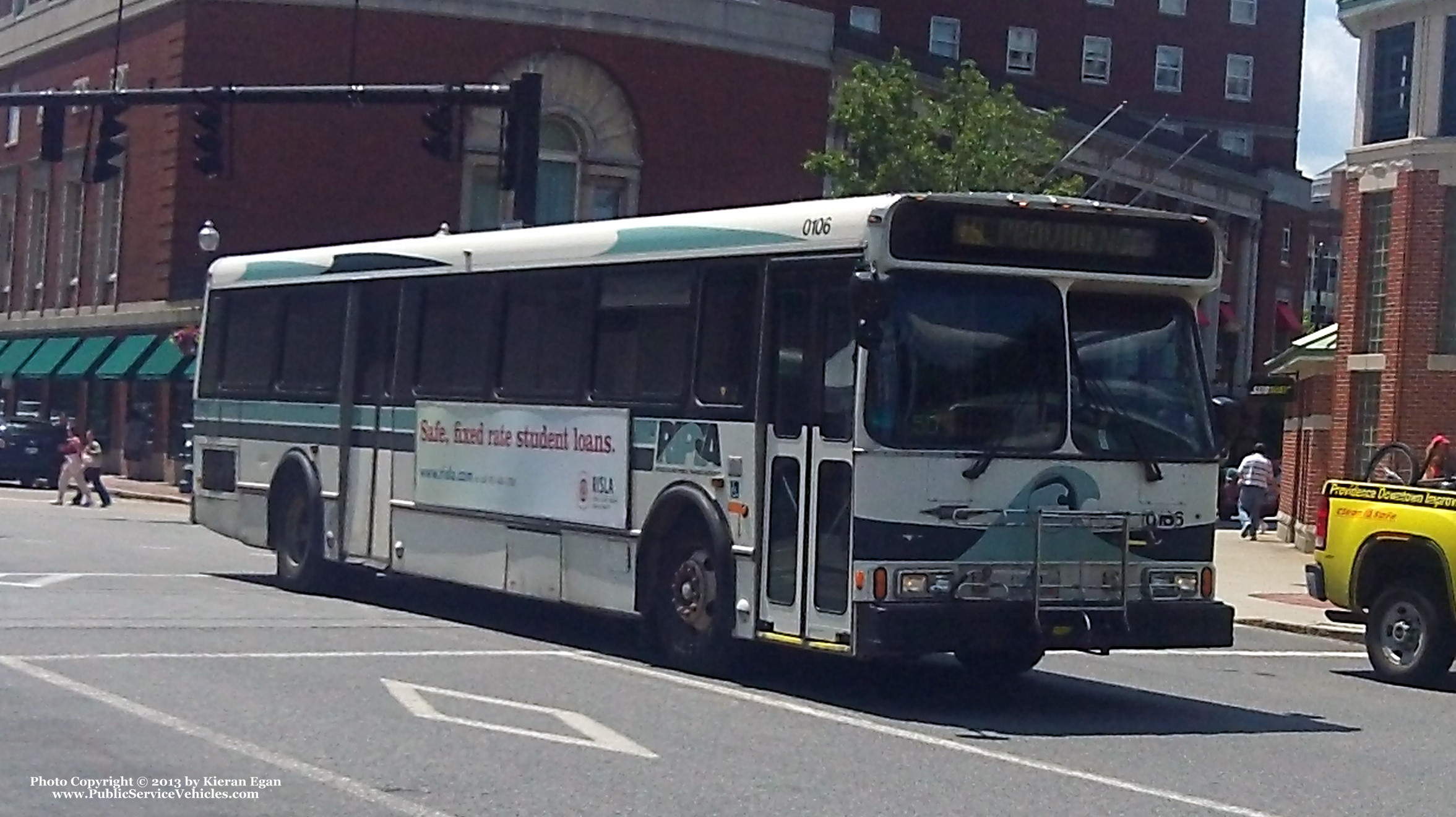 A photo  of Rhode Island Public Transit Authority
            Bus 0106, a 2001 Orion V 05.501             taken by Kieran Egan