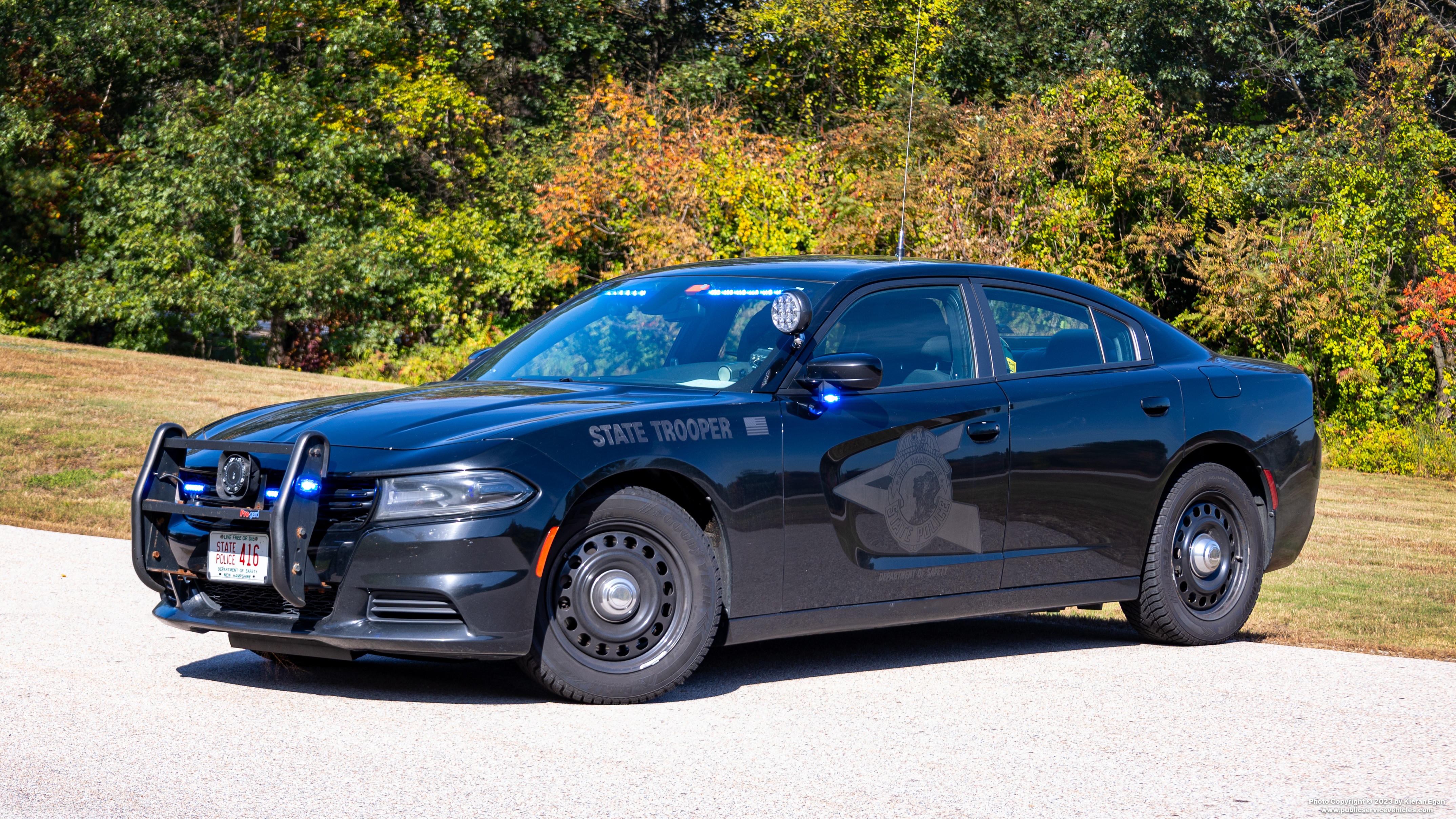 A photo  of New Hampshire State Police
            Cruiser 416, a 2015-2019 Dodge Charger             taken by Kieran Egan