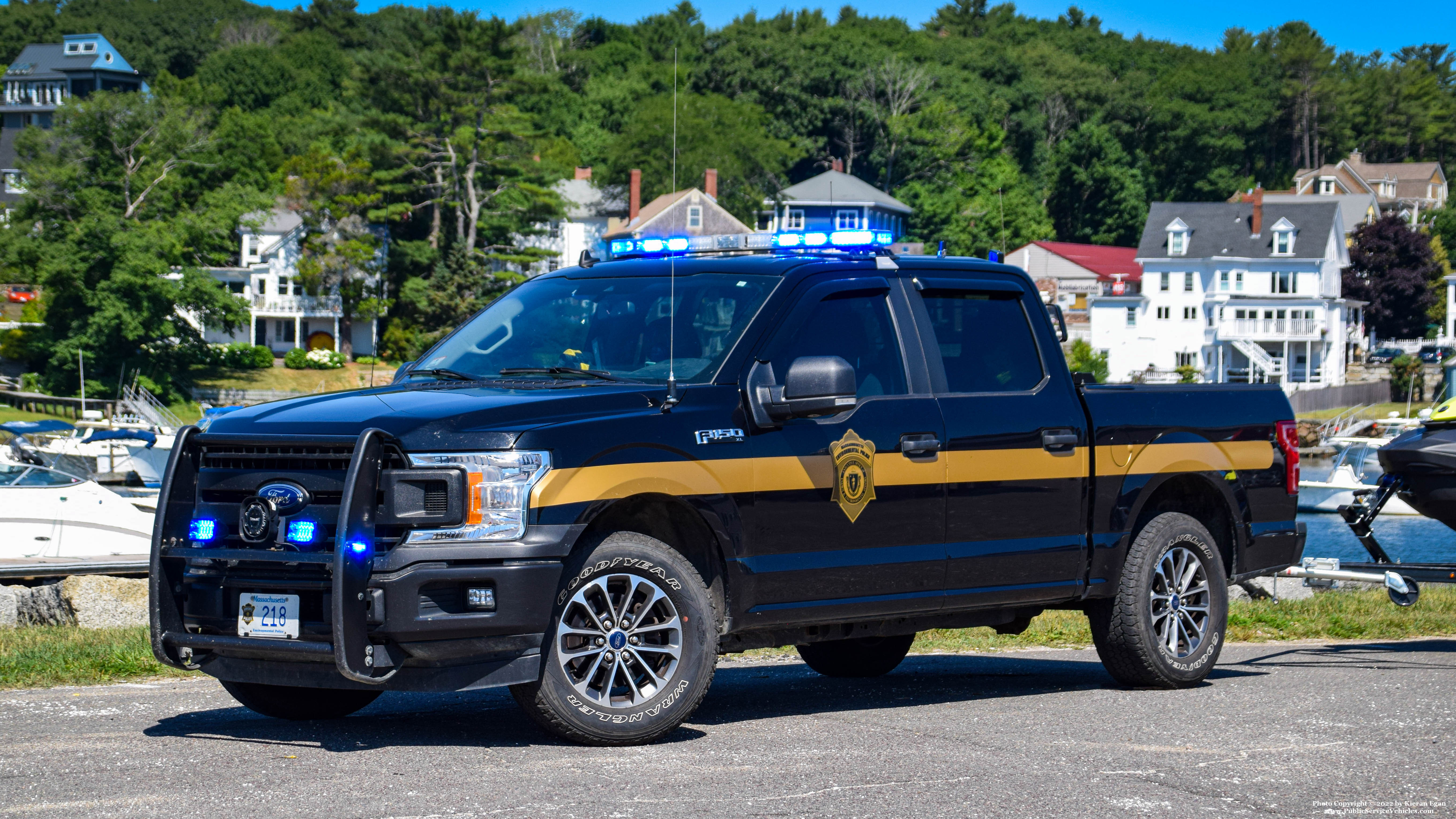 A photo  of Massachusetts Environmental Police
            Cruiser 218, a 2020 Ford F-150 Police Responder             taken by Kieran Egan