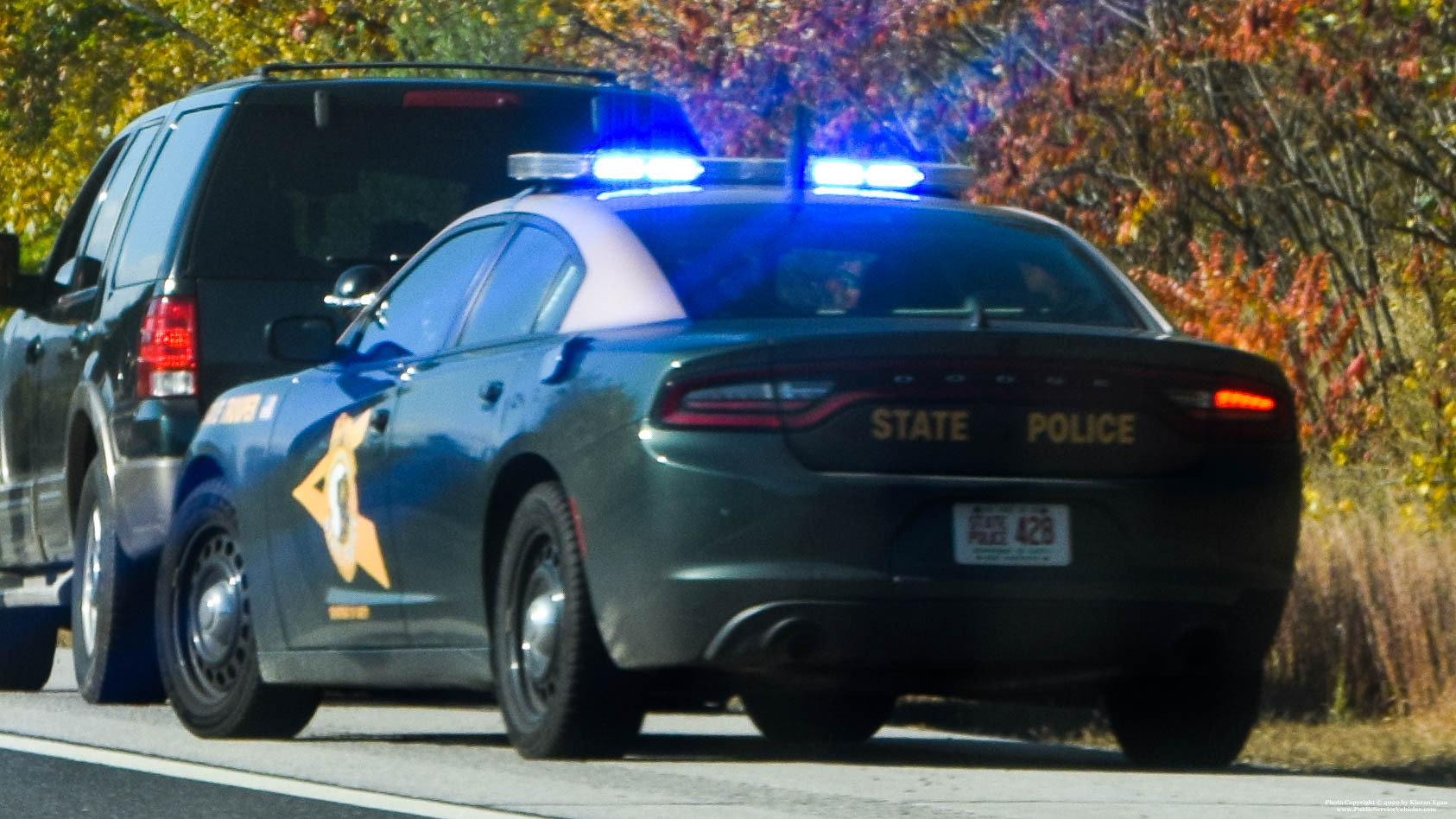 A photo  of New Hampshire State Police
            Cruiser 428, a 2015-2019 Dodge Charger             taken by Kieran Egan