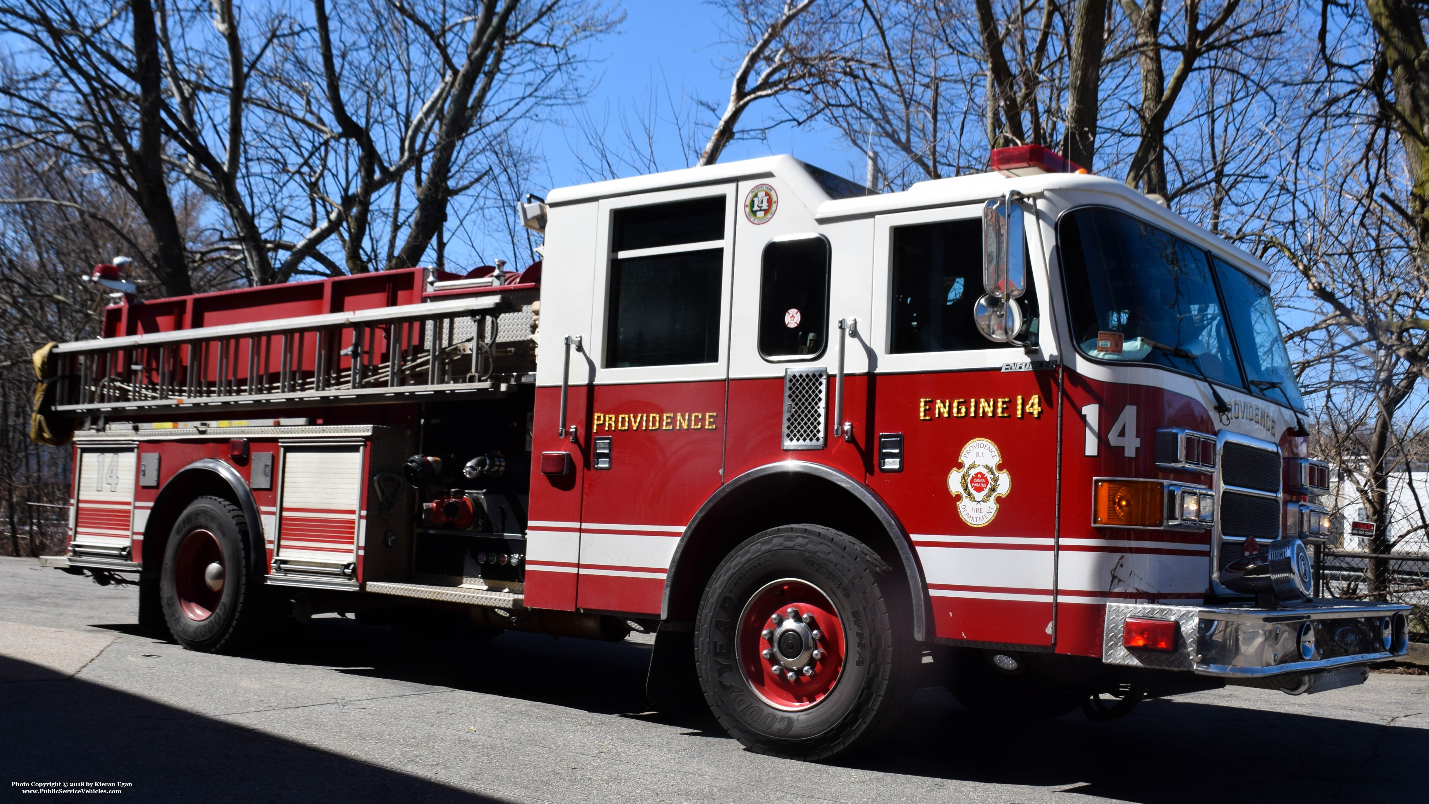 A photo  of Providence Fire
            Engine 14, a 2002 Pierce Enforcer             taken by Kieran Egan