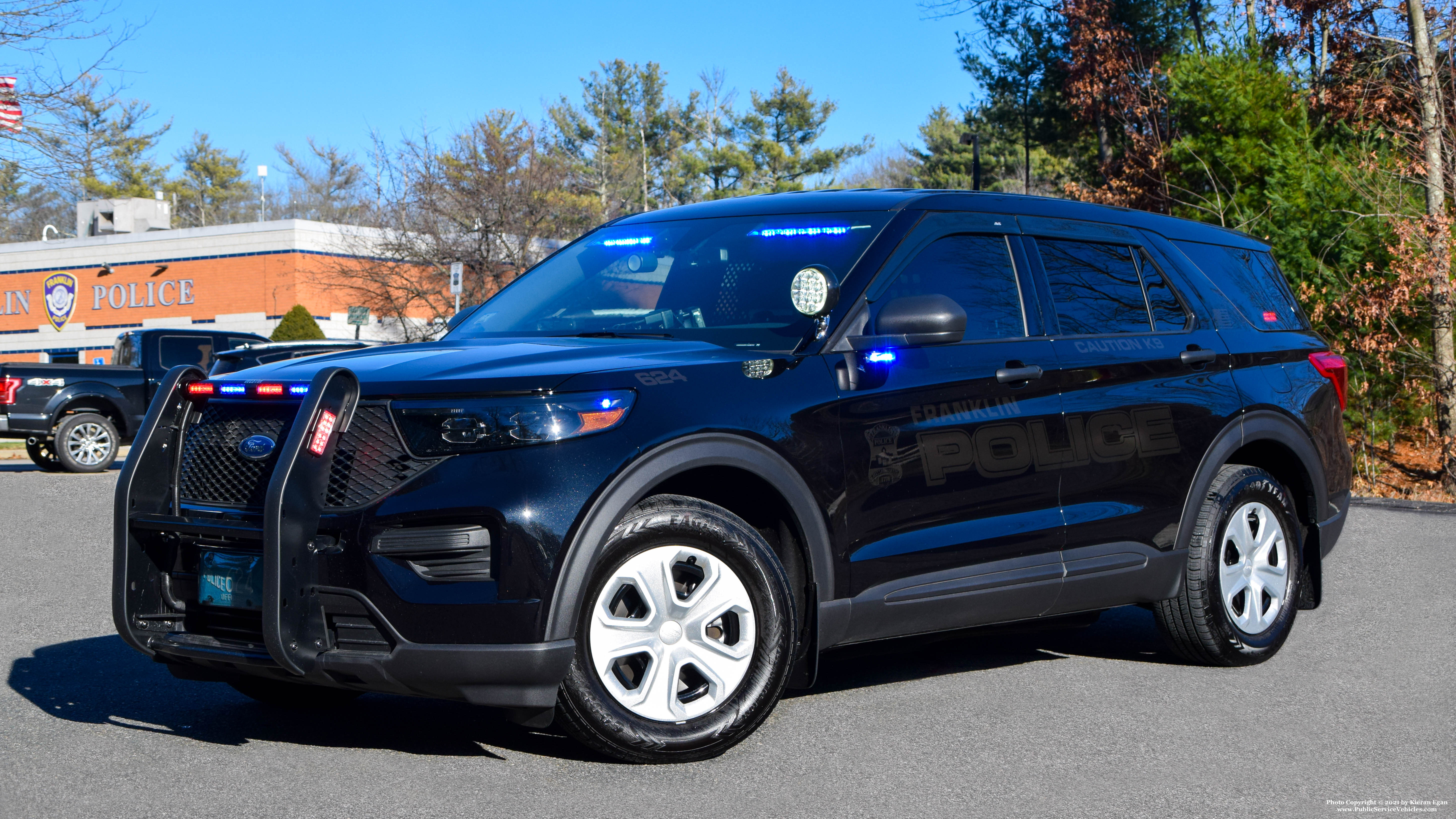 A photo  of Franklin Police
            Cruiser 624, a 2020 Ford Police Interceptor Utility             taken by Kieran Egan