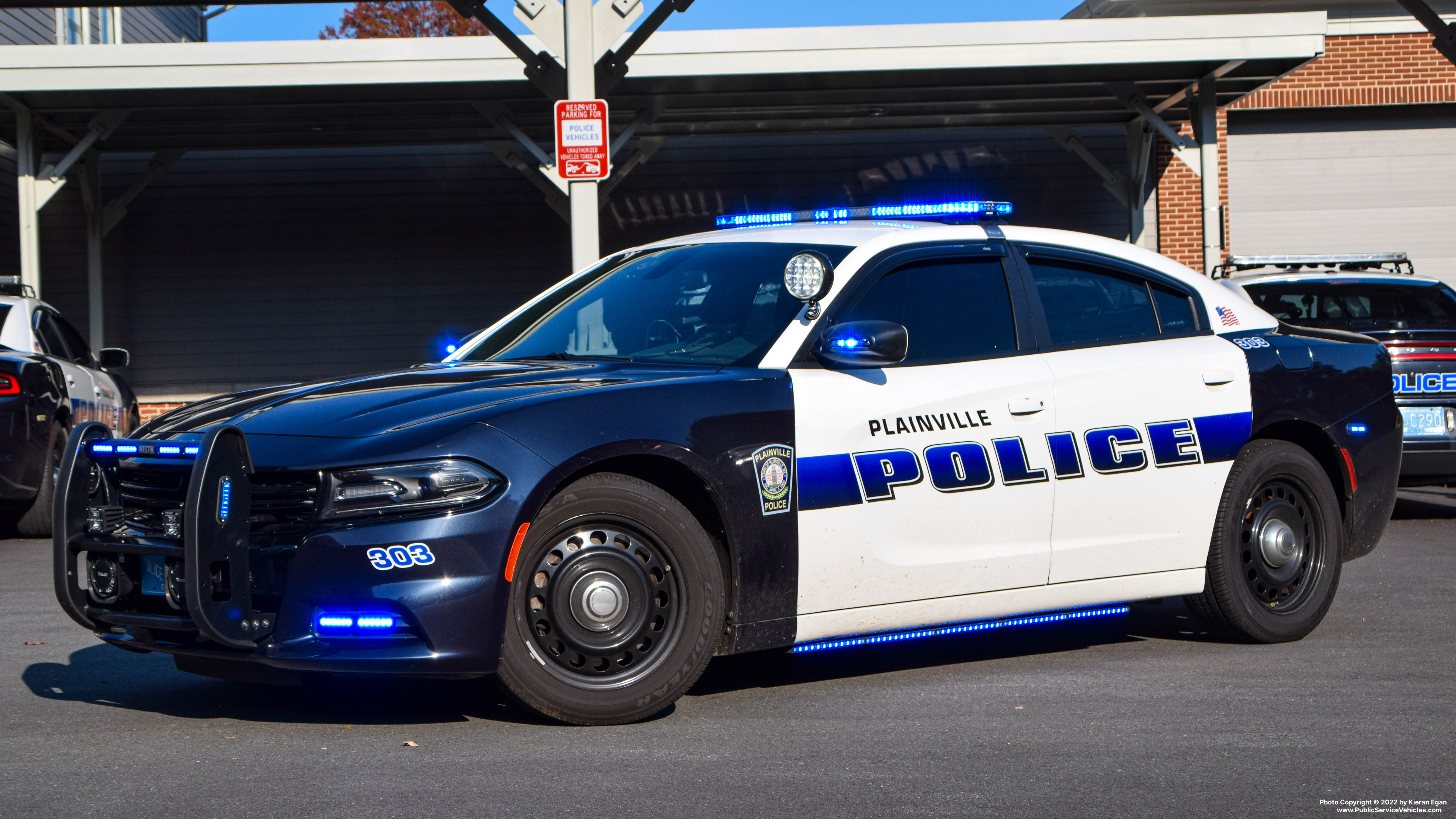 A photo  of Plainville Police
            Cruiser 303, a 2018 Dodge Charger             taken by Kieran Egan