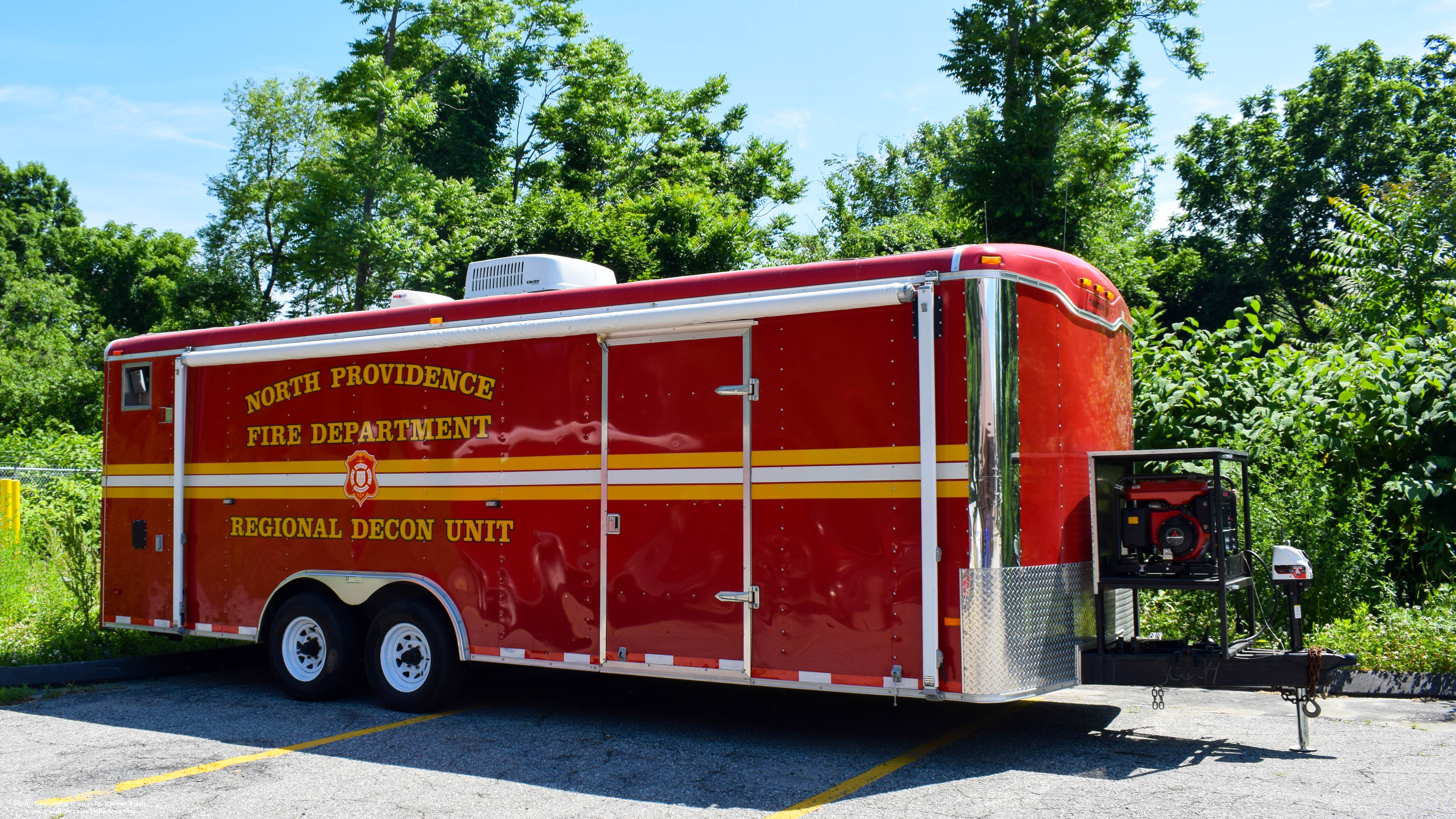 A photo  of North Providence Fire
            Regional Decon Unit, a 1990-2015 Haulmark Trailer             taken by Kieran Egan
