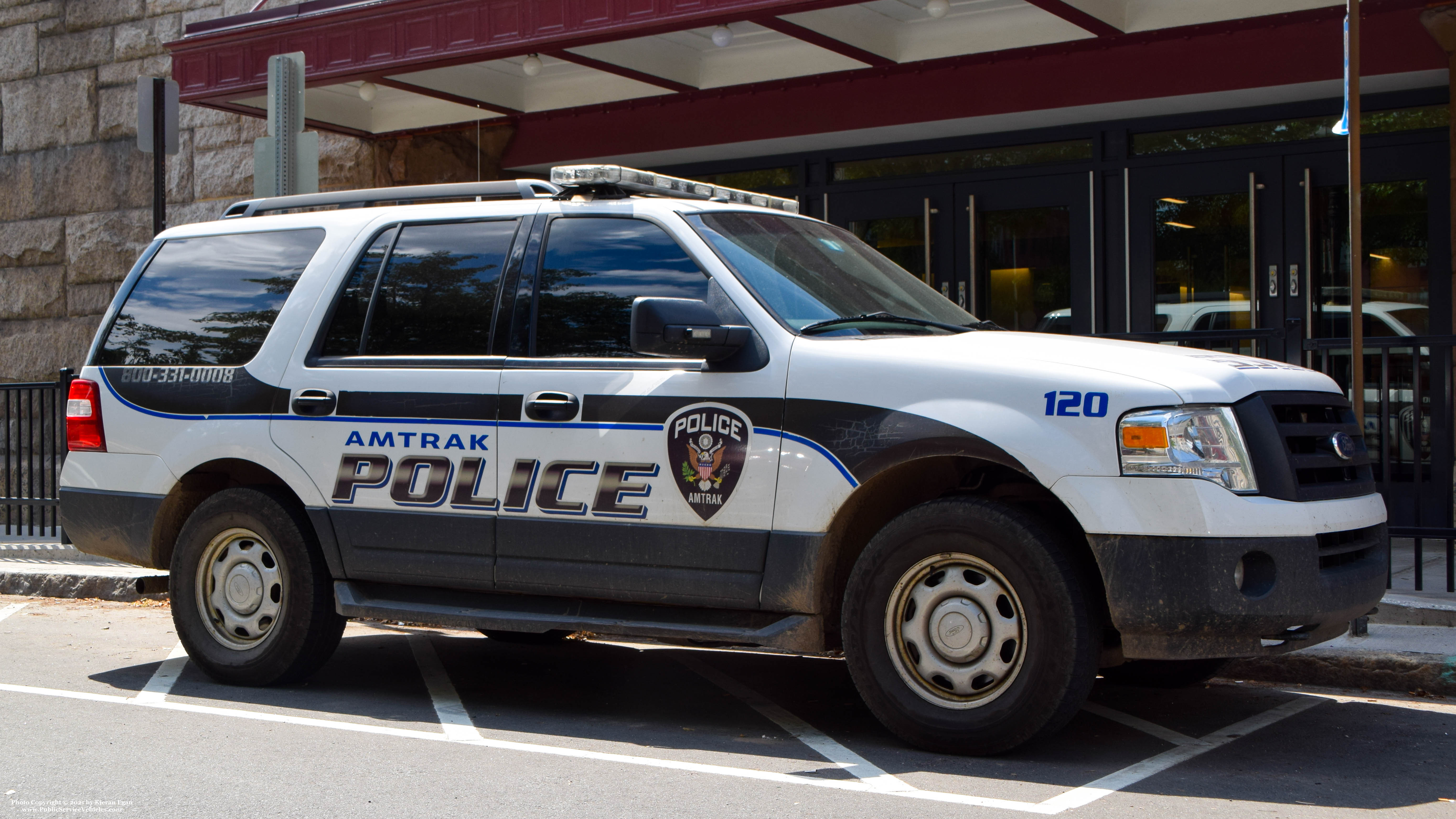 A photo  of Amtrak Police
            Cruiser 120, a 2007-2014 Ford Expedition             taken by Kieran Egan