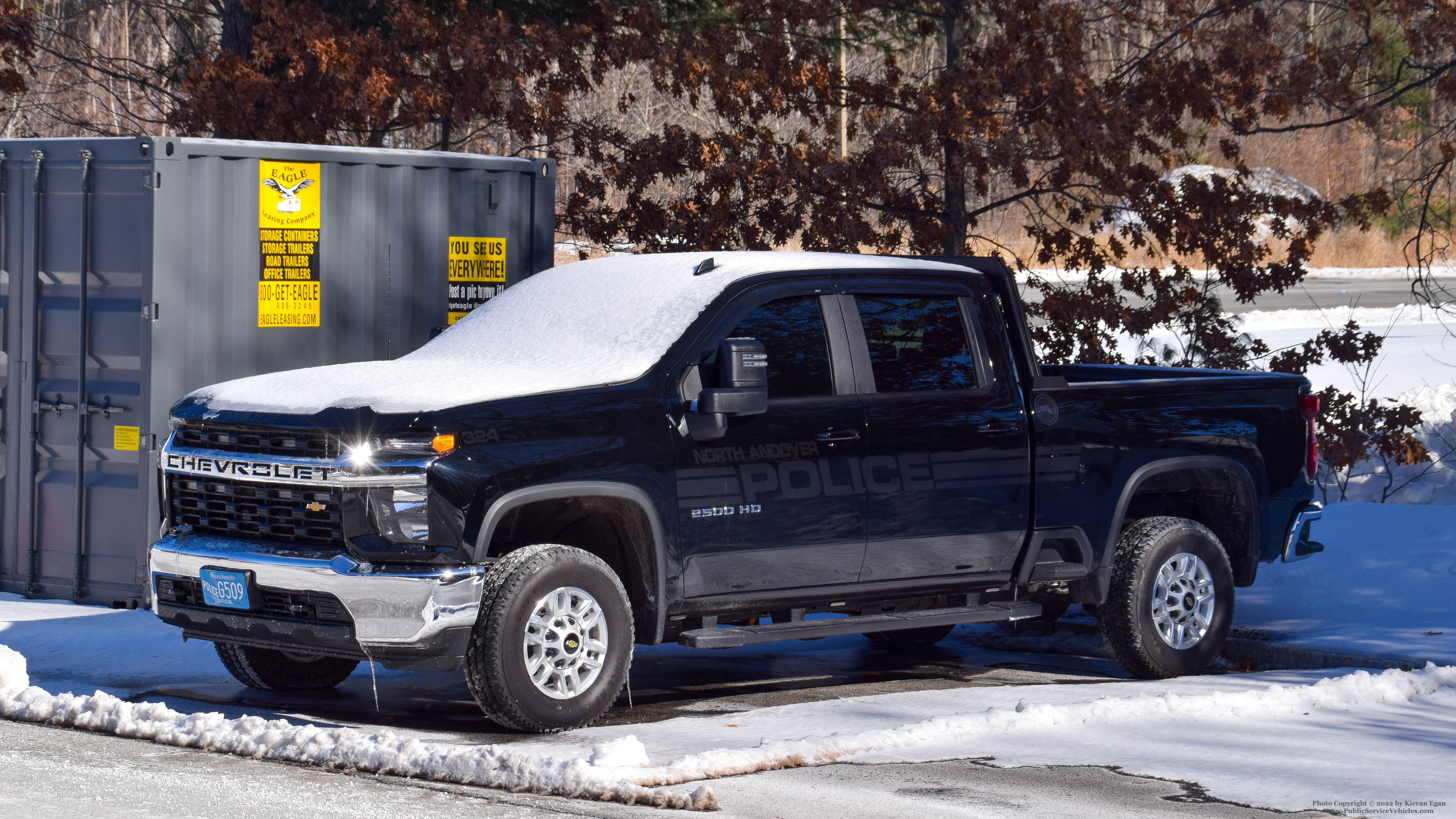 A photo  of North Andover Police
            Cruiser 324, a 2021 Chevrolet Silverado 2500HD Crew Cab             taken by Kieran Egan