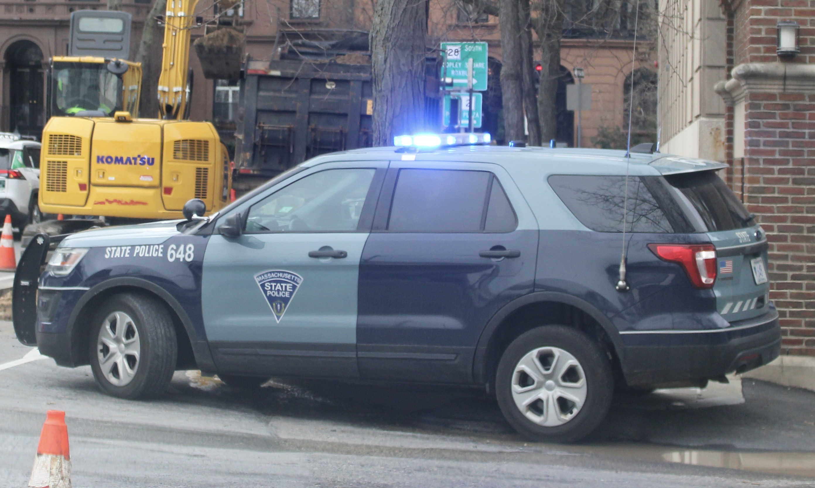 A photo  of Massachusetts State Police
            Cruiser 648, a 2017 Ford Police Interceptor Utility             taken by @riemergencyvehicles