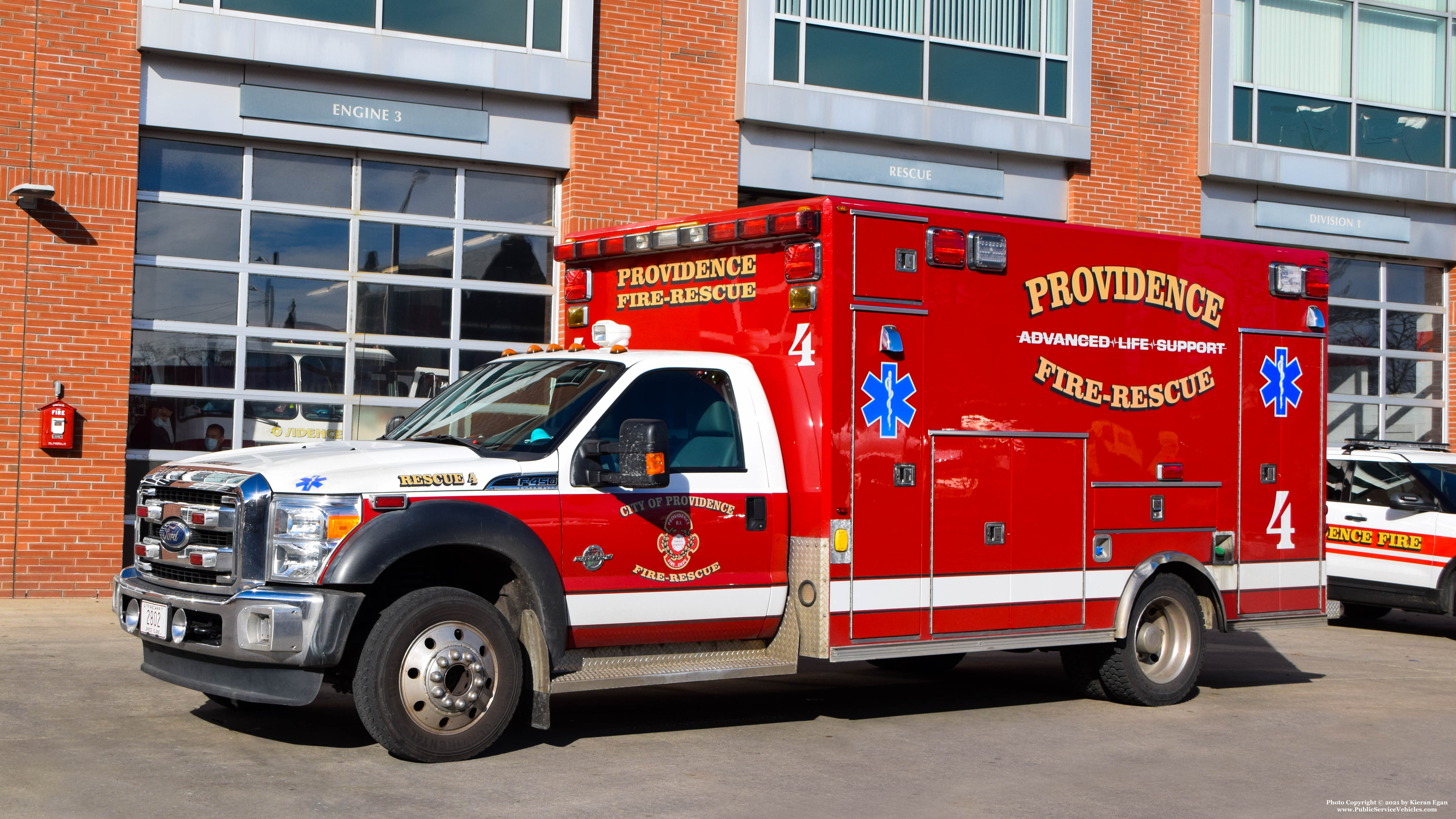 A photo  of Providence Fire
            Rescue 4, a 2011 Ford F-450/Osage             taken by Kieran Egan