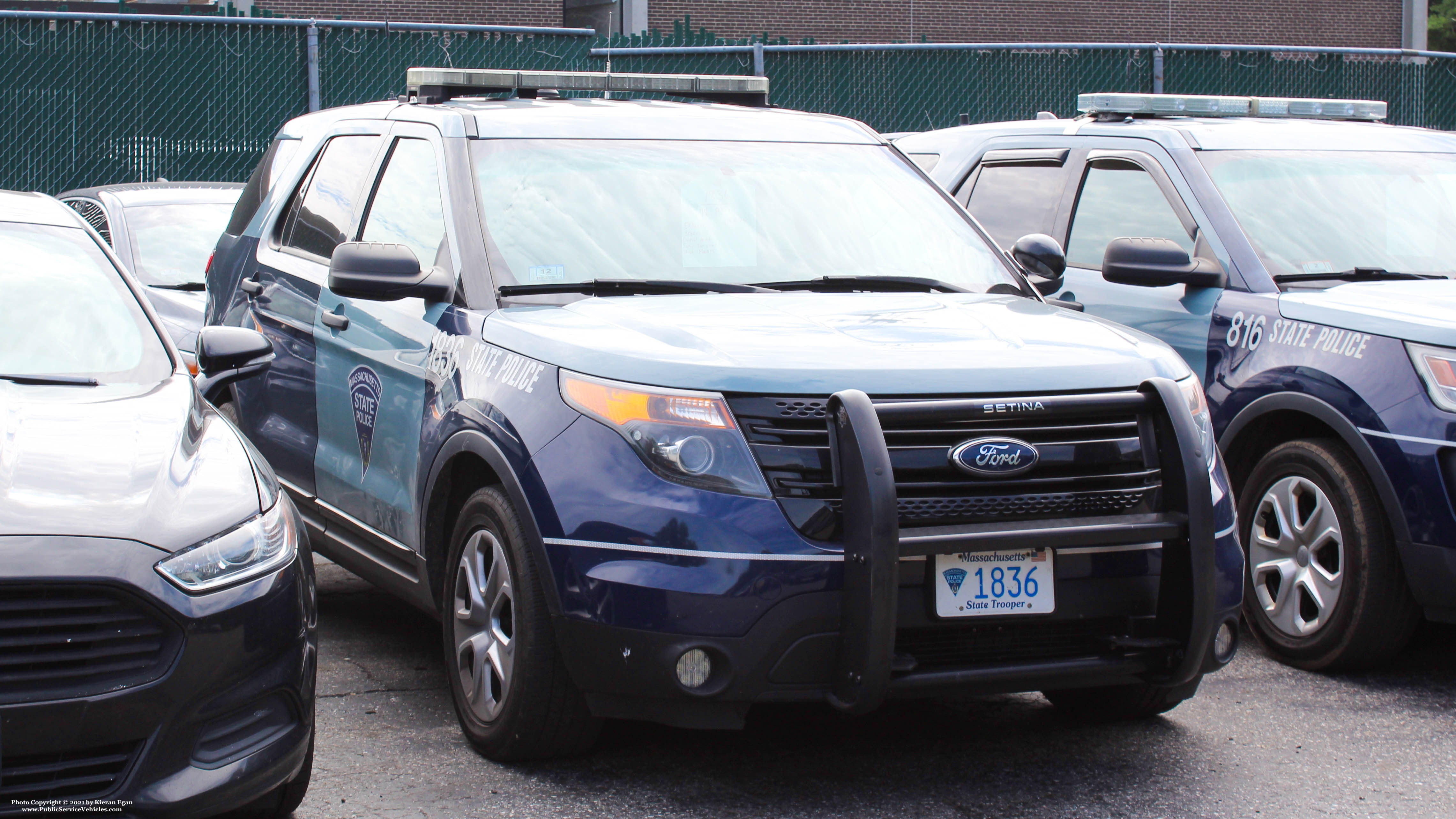 A photo  of Massachusetts State Police
            Cruiser 1836, a 2014 Ford Police Interceptor Utility             taken by Kieran Egan