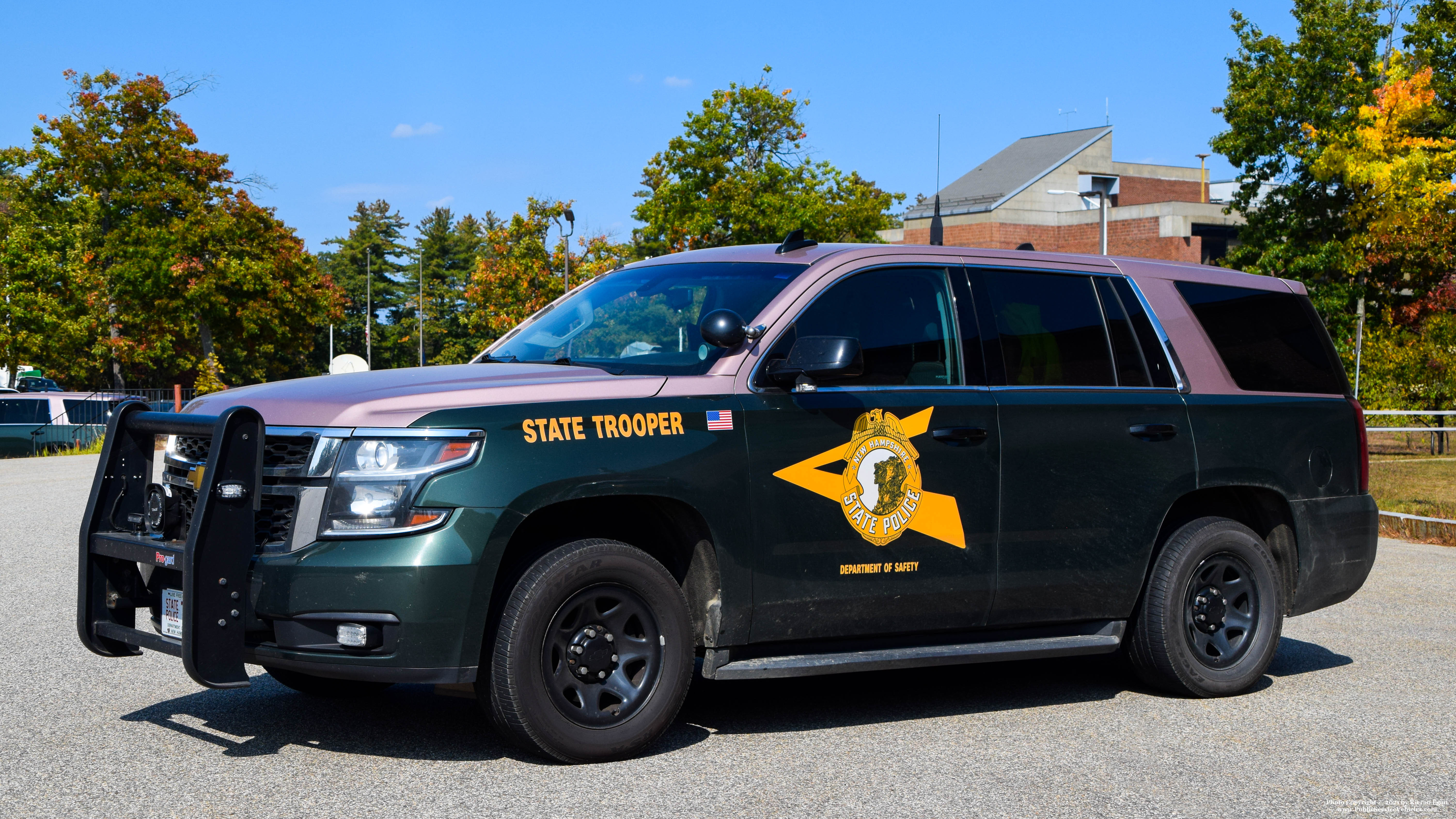 A photo  of New Hampshire State Police
            Cruiser 704, a 2017 Chevrolet Tahoe             taken by Kieran Egan