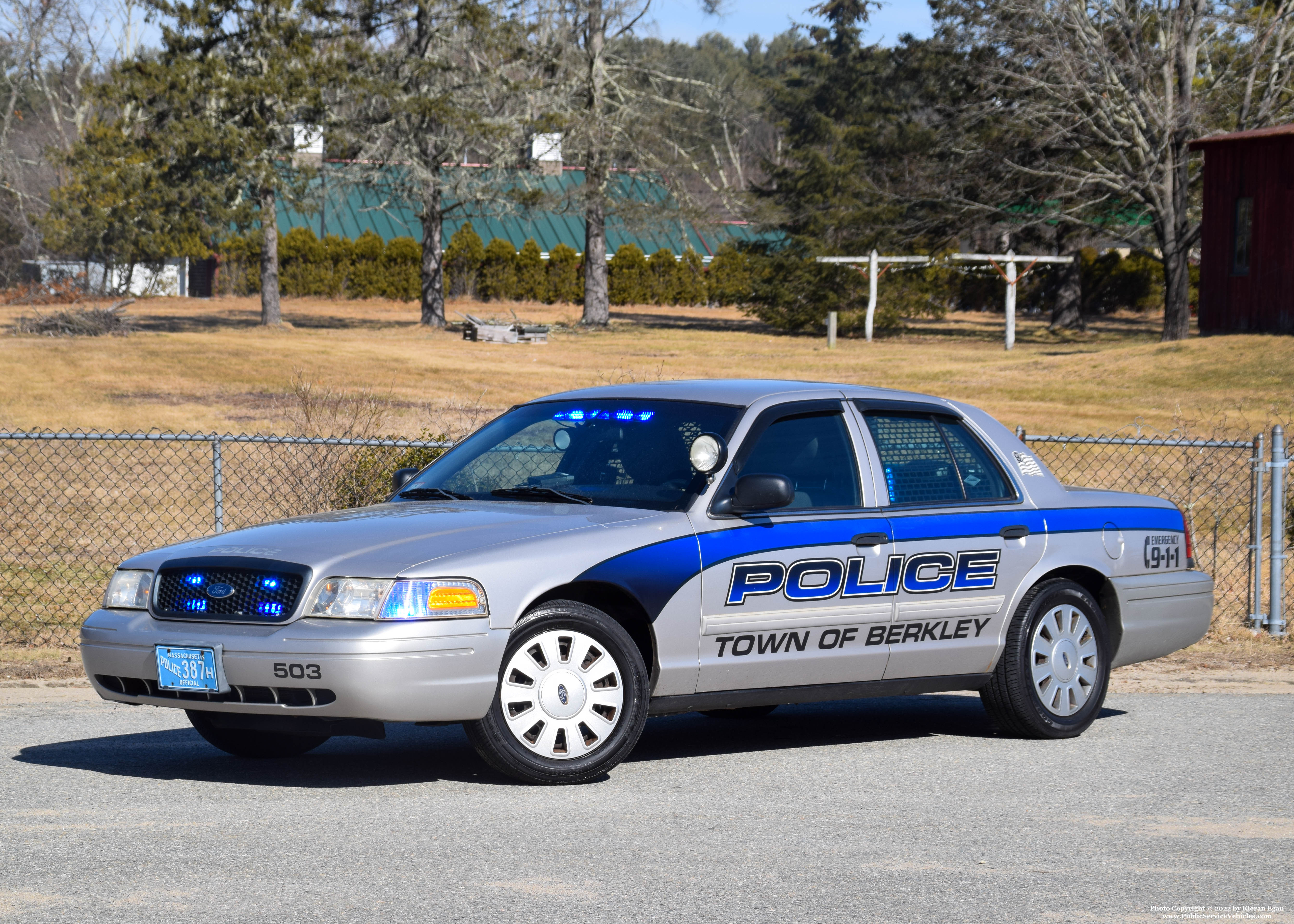 A photo  of Berkley Police
            Cruiser 503, a 2011 Ford Crown Victoria Police Interceptor             taken by Kieran Egan