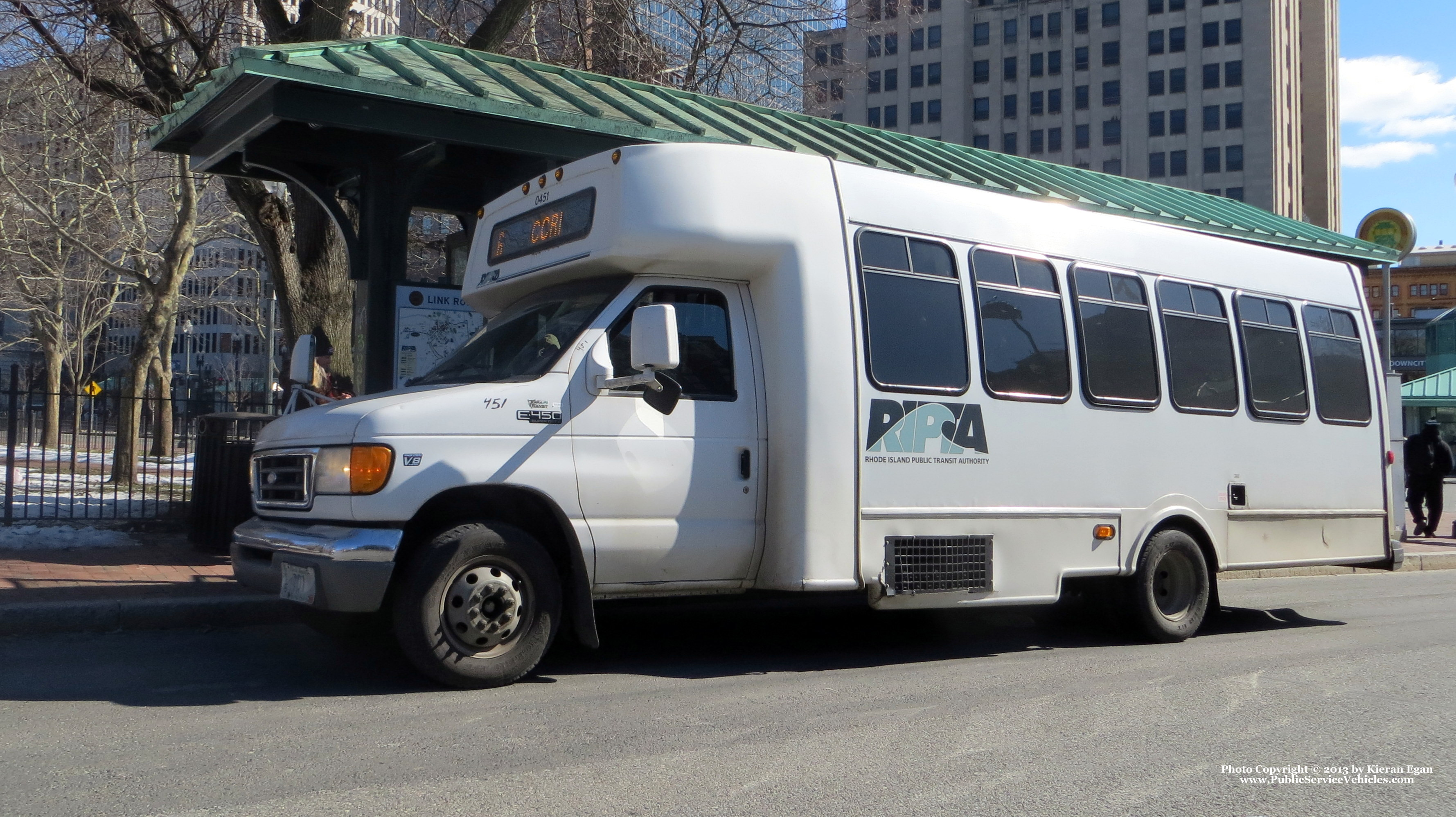 A photo  of Rhode Island Public Transit Authority
            Flex Van 0451, a 2004 Ford E-450 Bus             taken by Kieran Egan