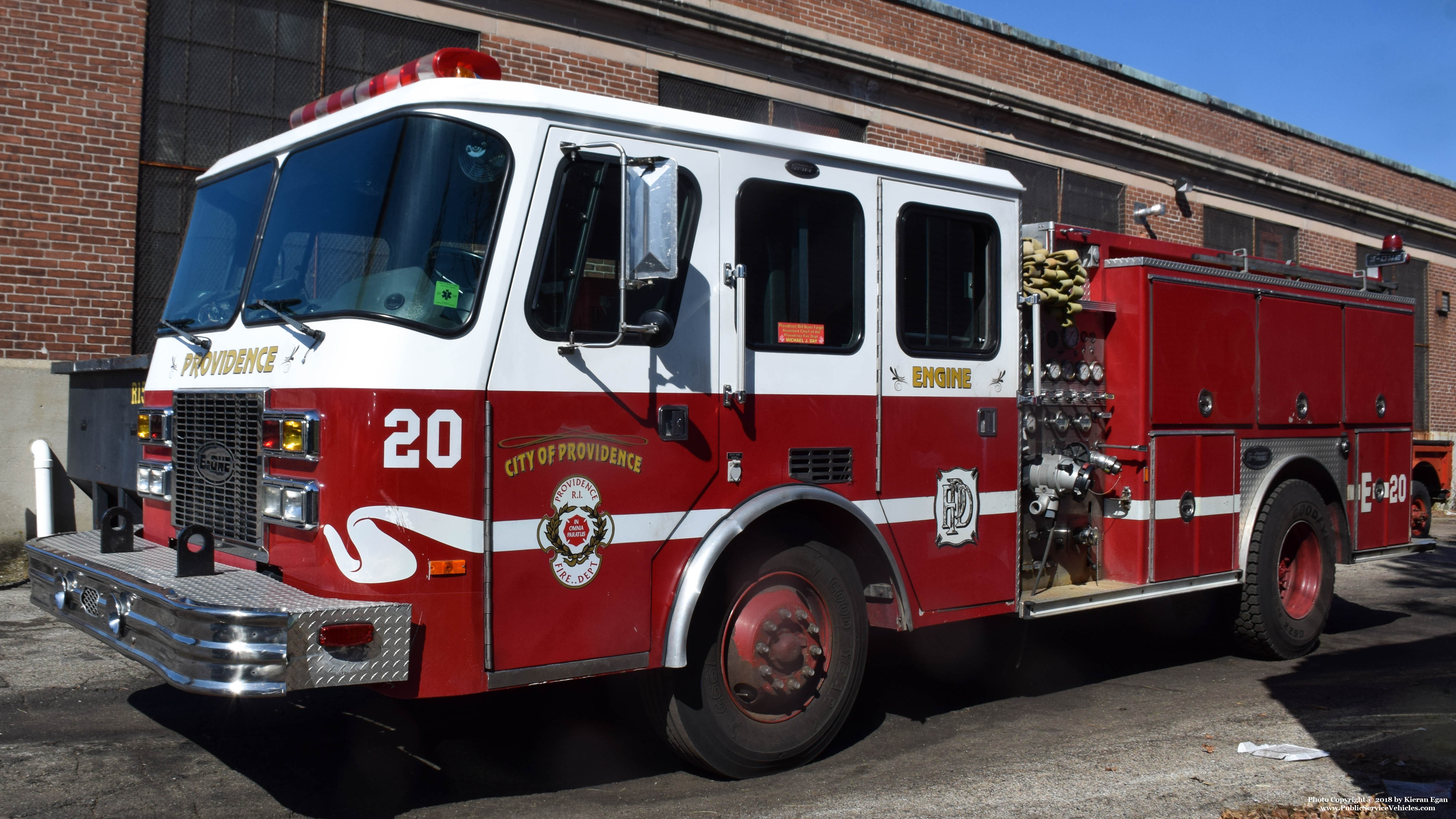 A photo  of Providence Fire
            Engine 20, a 1994 E-One Sentry             taken by Kieran Egan