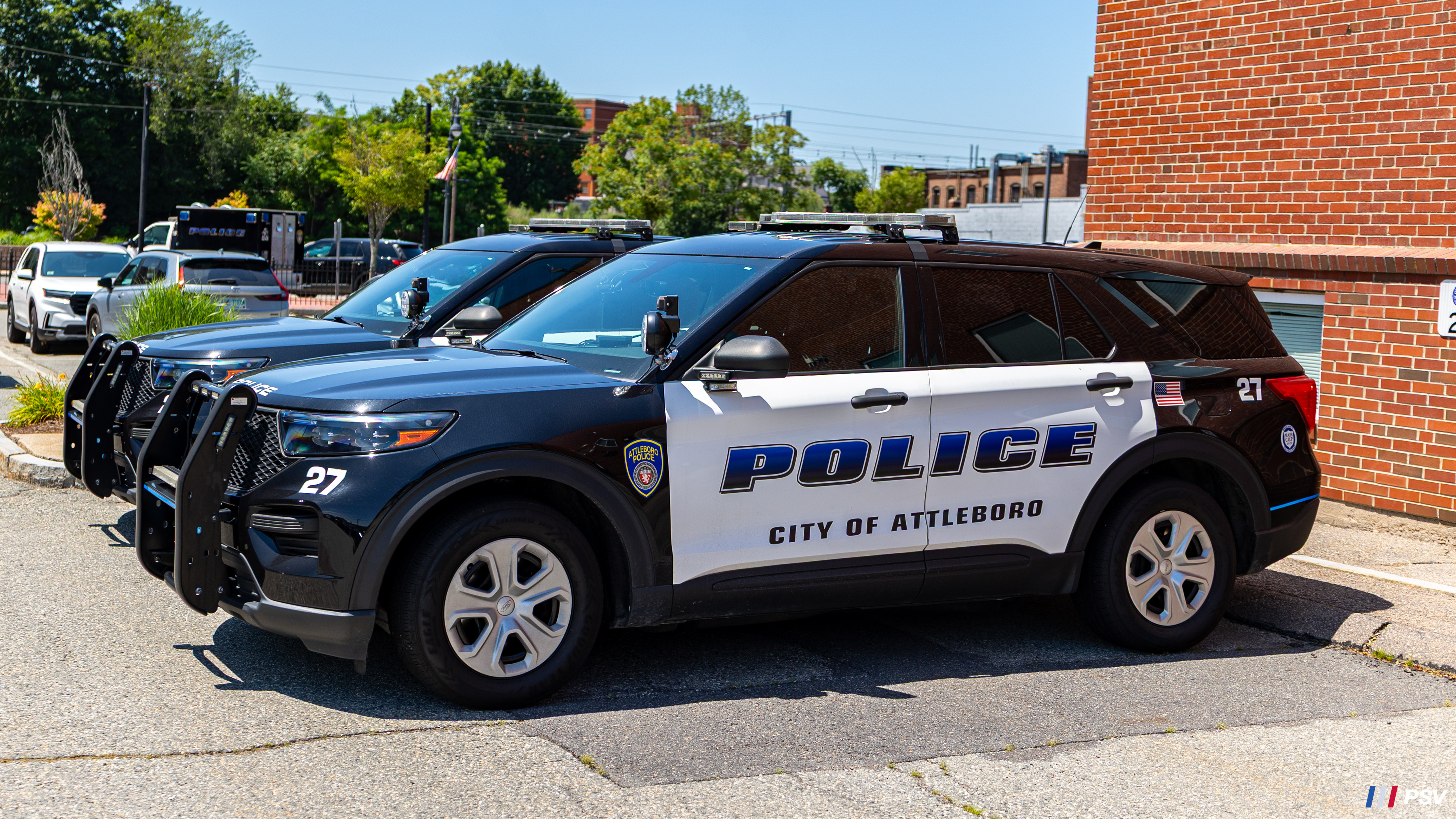 A photo  of Attleboro Police
            Car 27, a 2020 Ford Police Interceptor Utility             taken by Kieran Egan