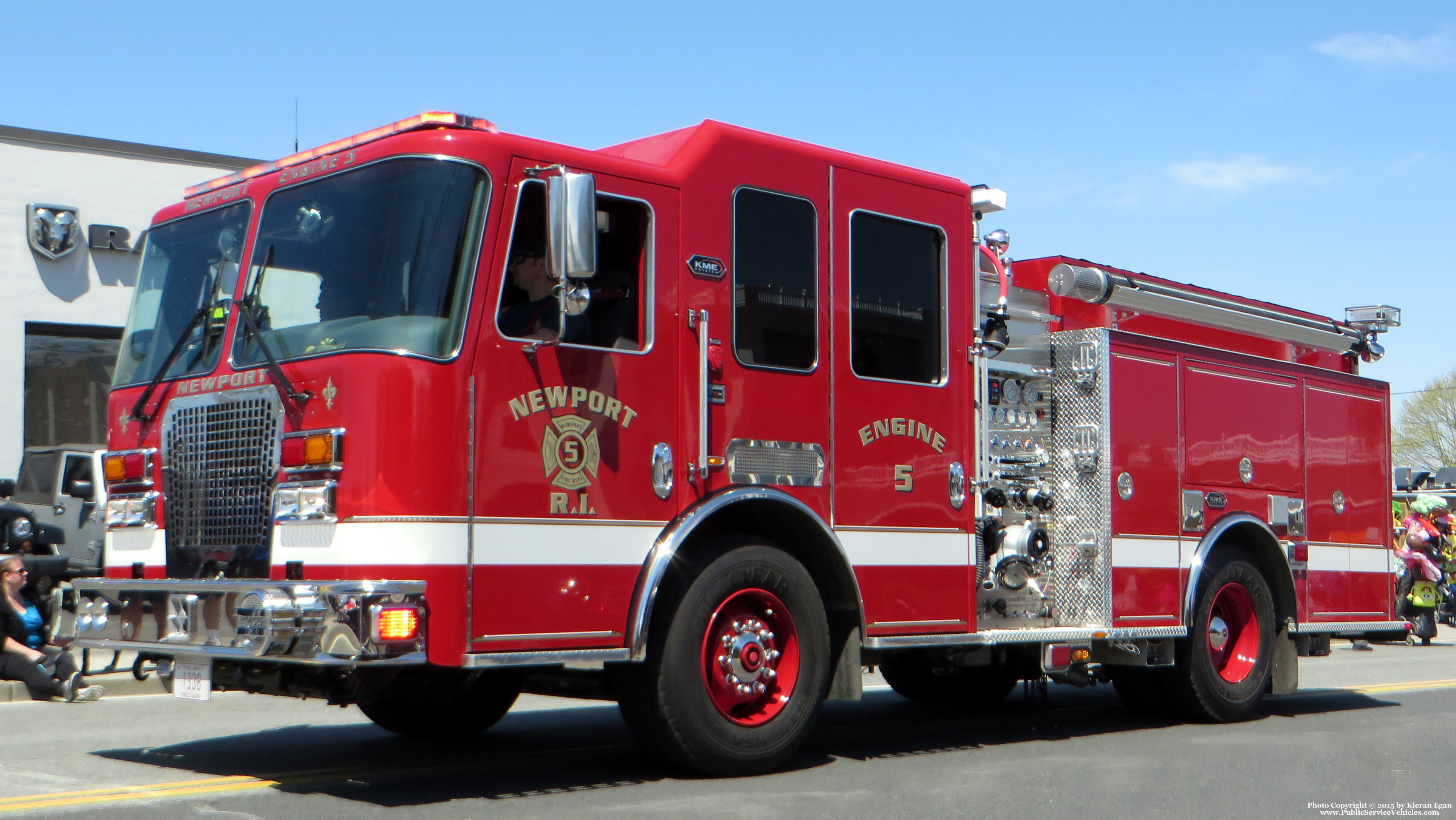 A photo  of Newport Fire
            Engine 5, a 2015 KME Panther             taken by Kieran Egan