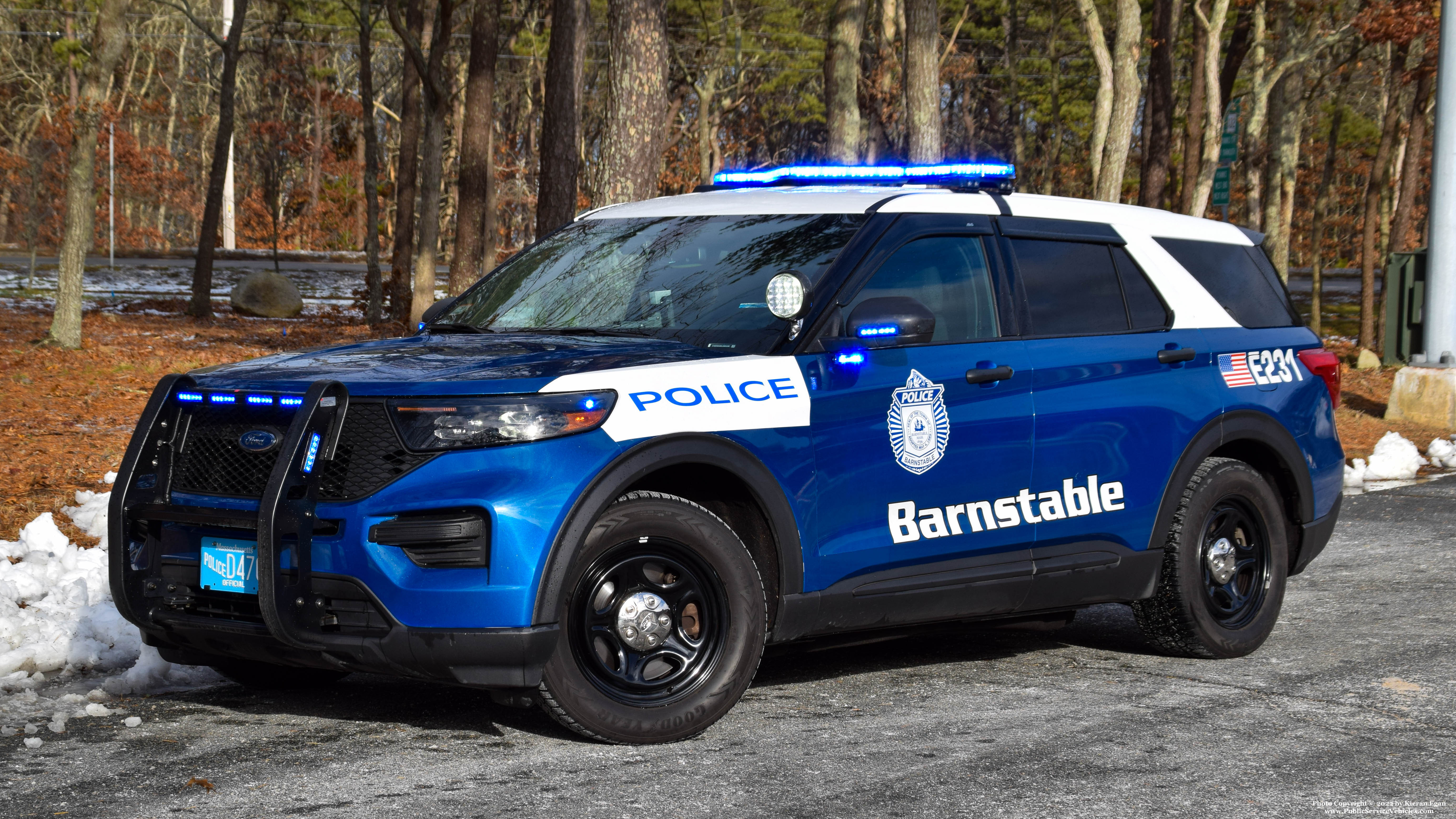 A photo  of Barnstable Police
            E-231, a 2020 Ford Police Interceptor Utility             taken by Kieran Egan