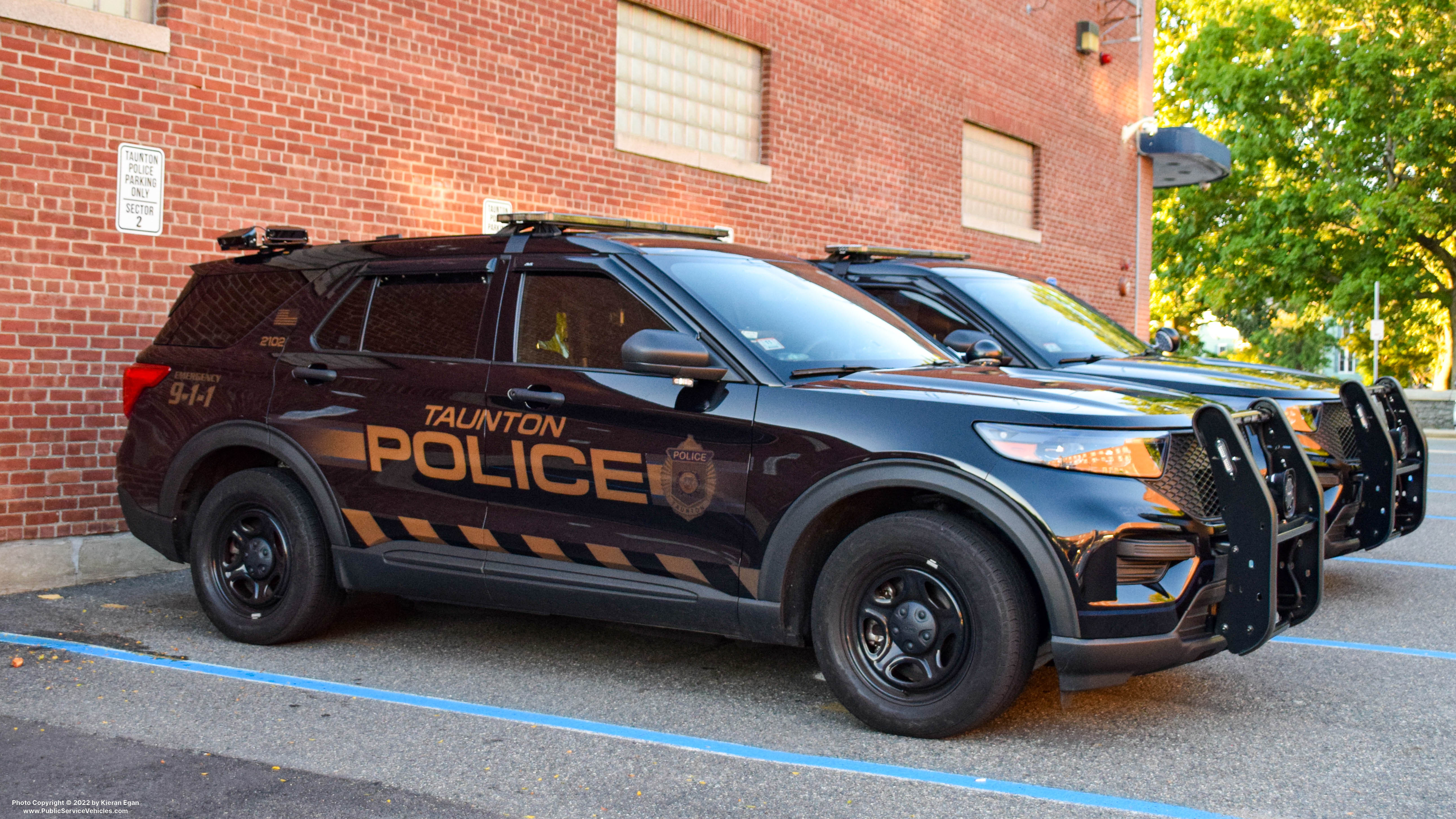 A photo  of Taunton Police
            Cruiser 2, a 2021 Ford Police Interceptor Utility             taken by Kieran Egan