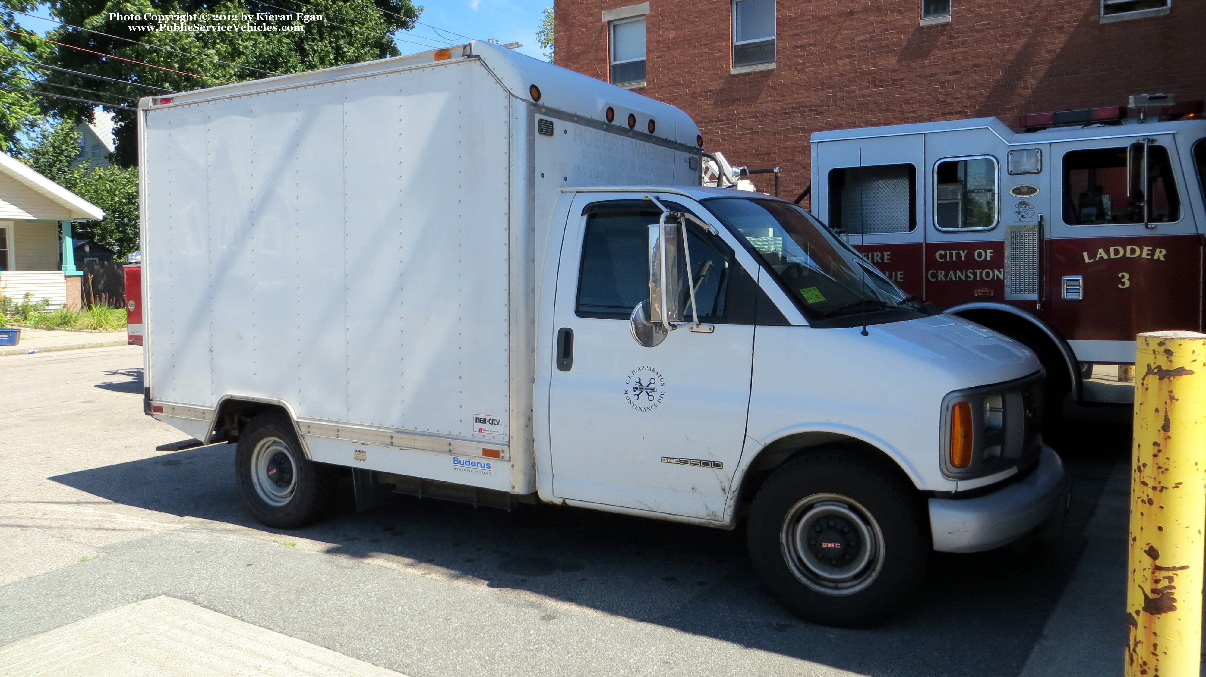 A photo  of Cranston Fire
            Maintenance Division Truck, a 1998-2005 GMC 3500HD             taken by Kieran Egan