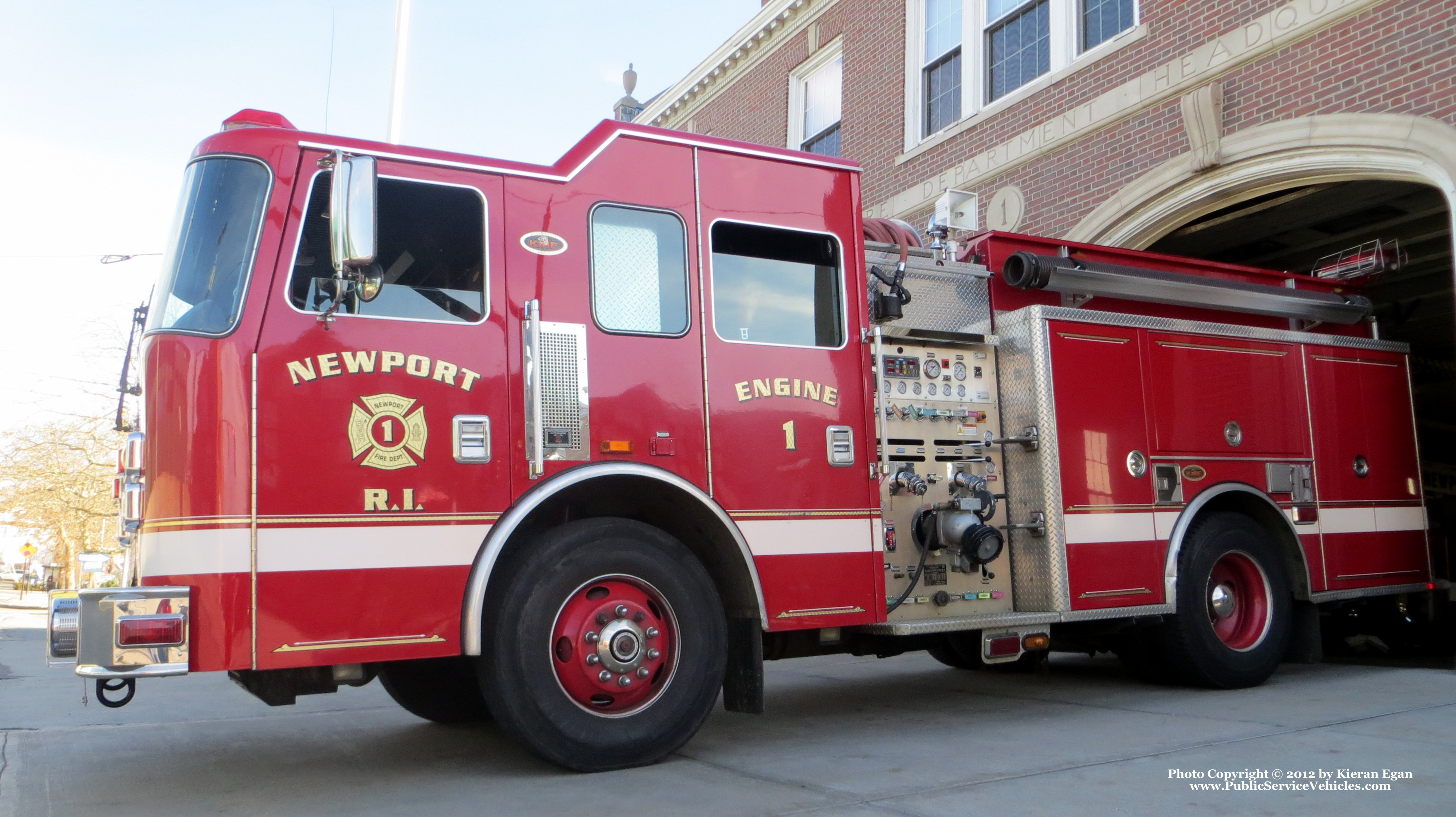 A photo  of Newport Fire
            Engine 1, a 2006 KME             taken by Kieran Egan