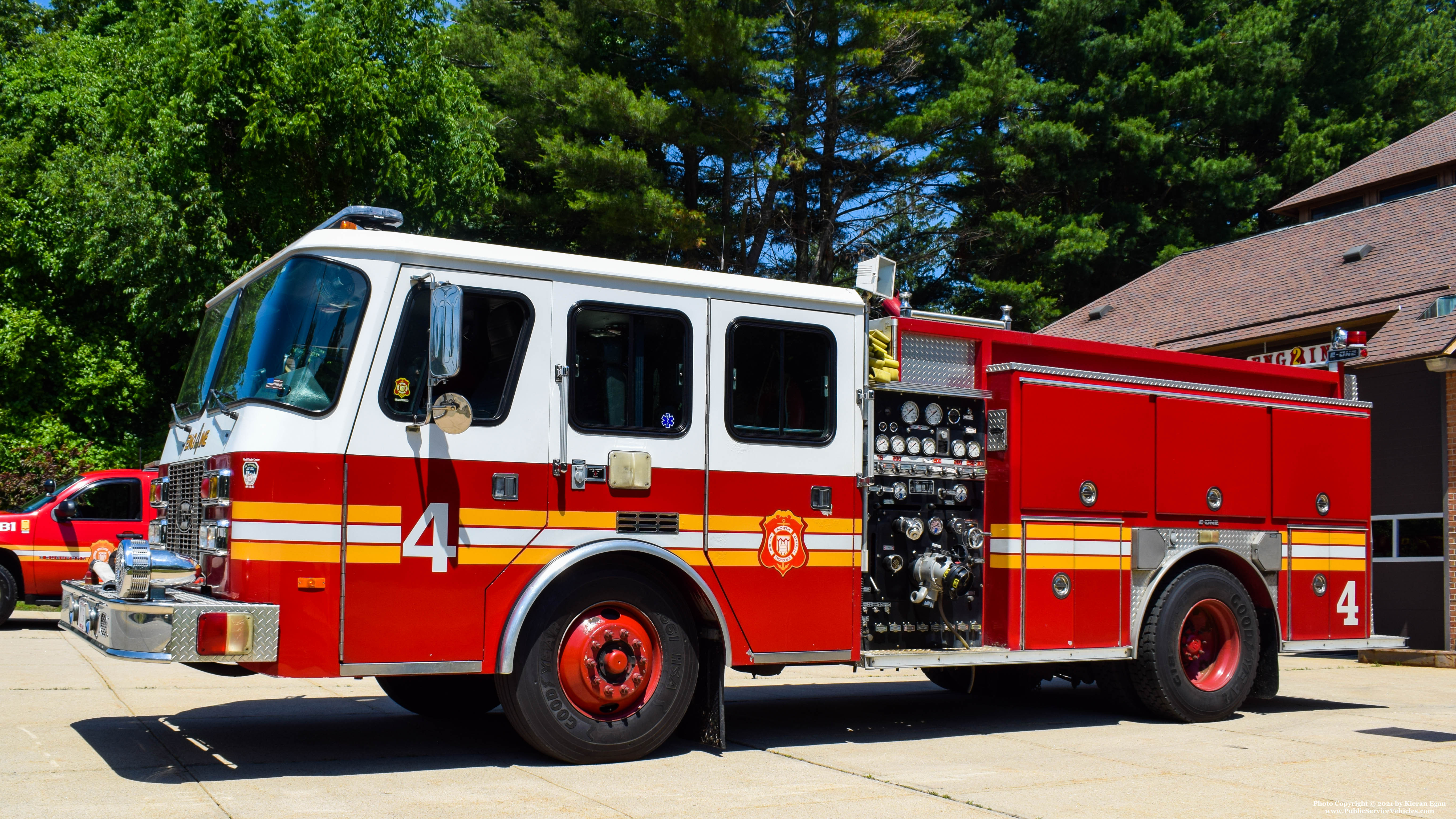 A photo  of North Providence Fire
            Engine 4, a 1995 E-One Sentry             taken by Kieran Egan