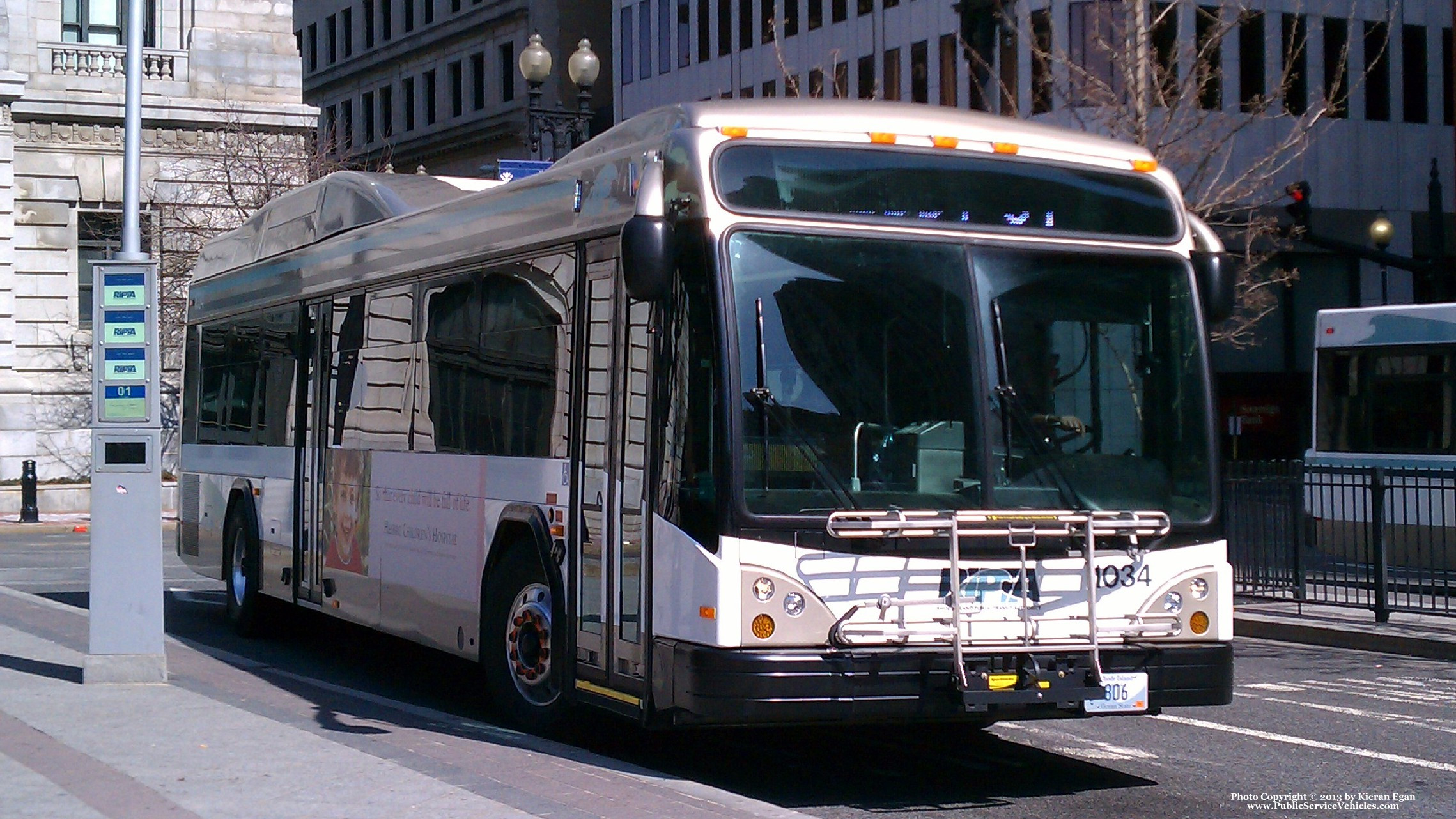 A photo  of Rhode Island Public Transit Authority
            Bus 1034, a 2010 Gillig BRT HEV             taken by Kieran Egan