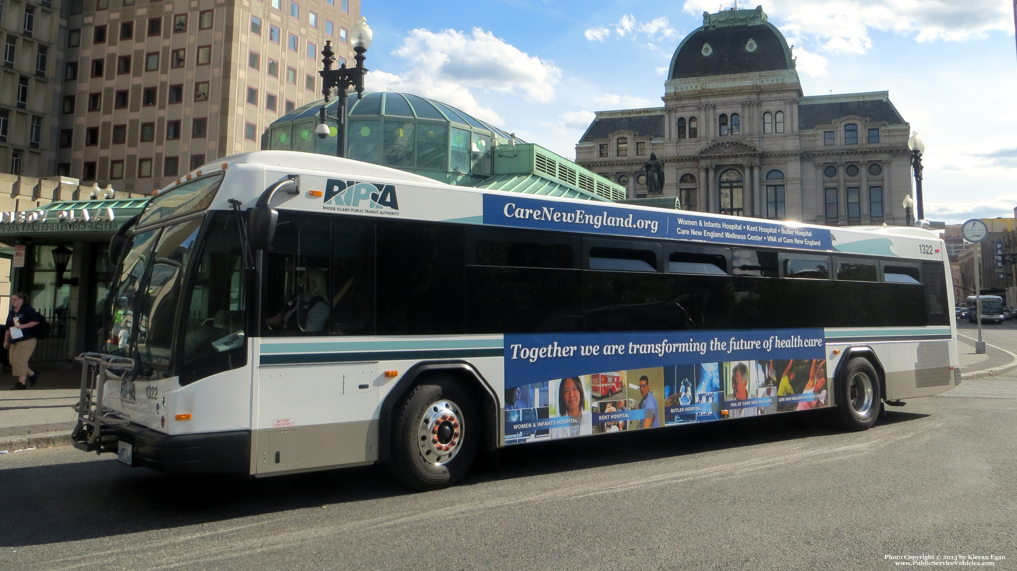 A photo  of Rhode Island Public Transit Authority
            Bus 1322, a 2013 Gillig BRT             taken by Kieran Egan