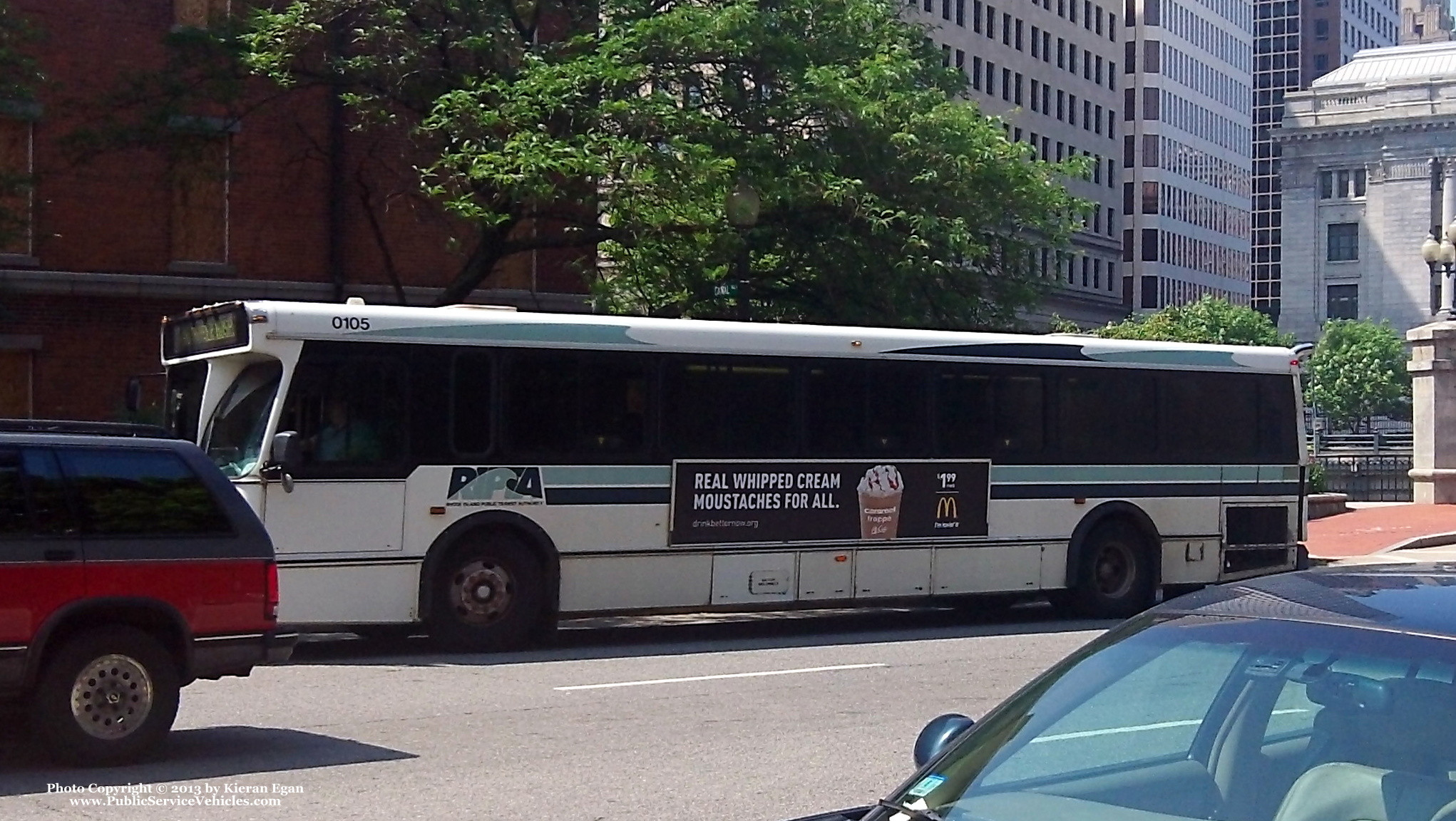 A photo  of Rhode Island Public Transit Authority
            Bus 0105, a 2001 Orion V 05.501             taken by Kieran Egan