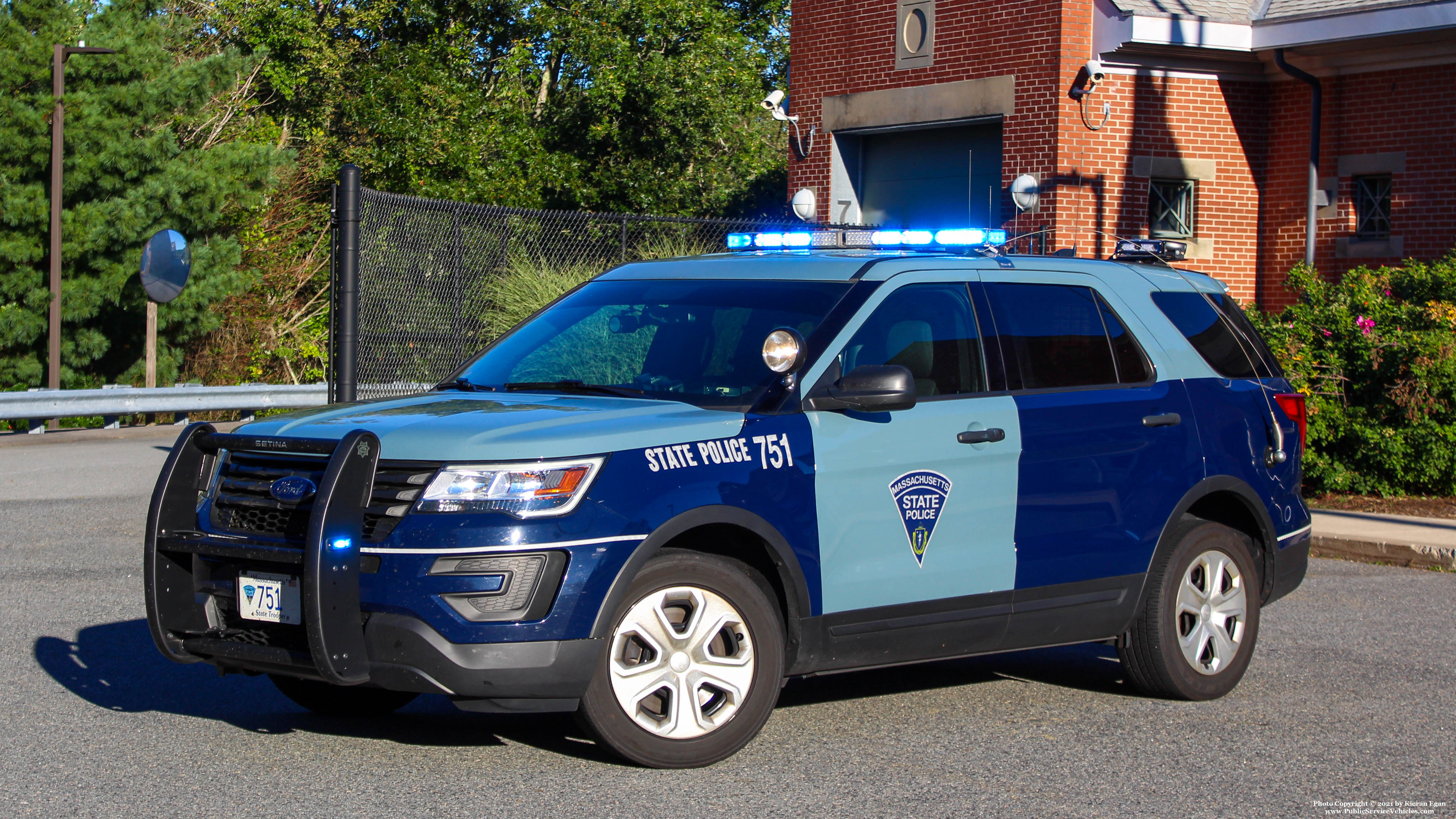 A photo  of Massachusetts State Police
            Cruiser 751, a 2019 Ford Police Interceptor Utility             taken by Kieran Egan