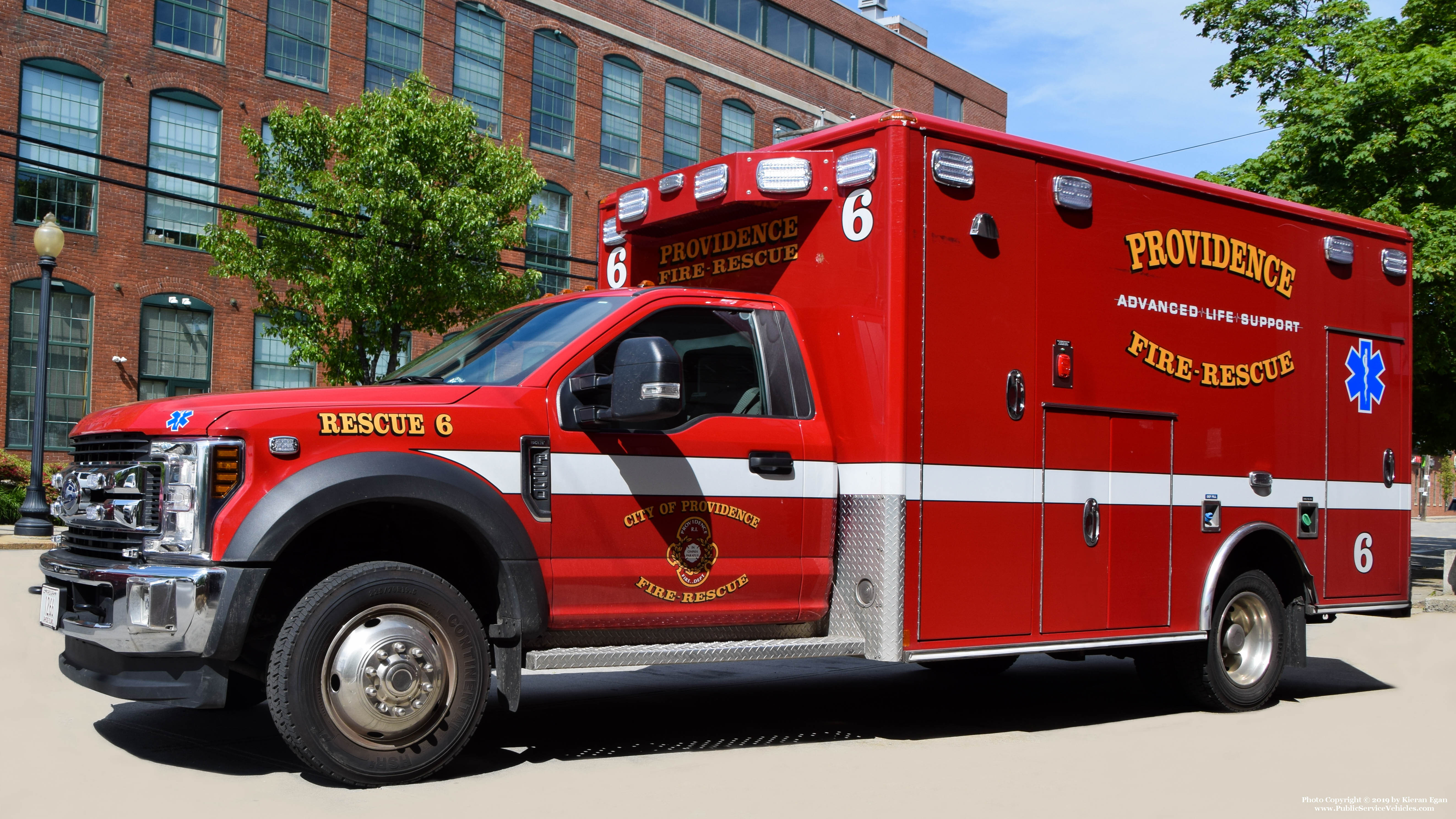 A photo  of Providence Fire
            Rescue 6, a 2018 Ford F-550/Wheeled Coach Model             taken by Kieran Egan
