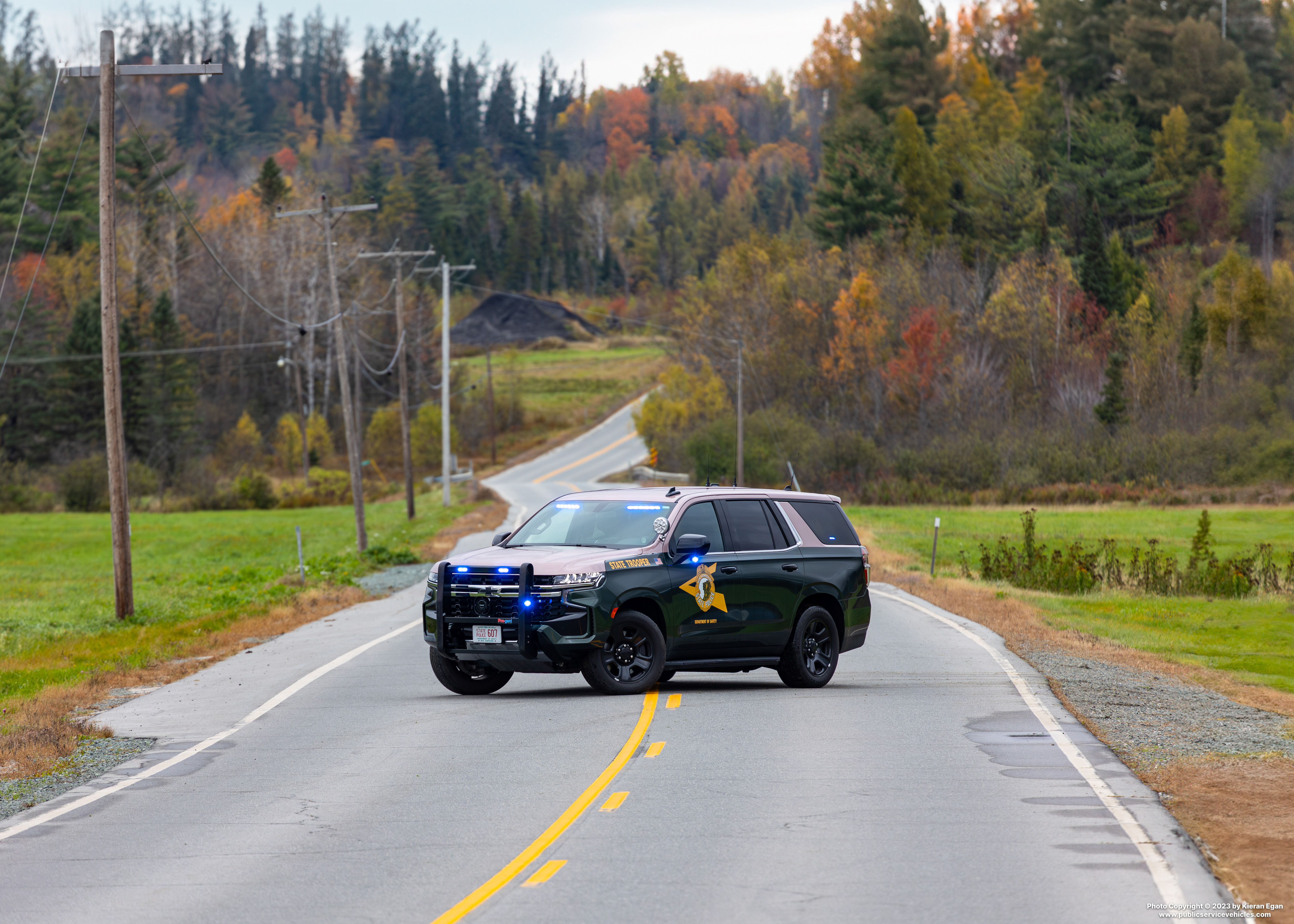 A photo  of New Hampshire State Police
            Cruiser 607, a 2022 Chevrolet Tahoe             taken by Kieran Egan