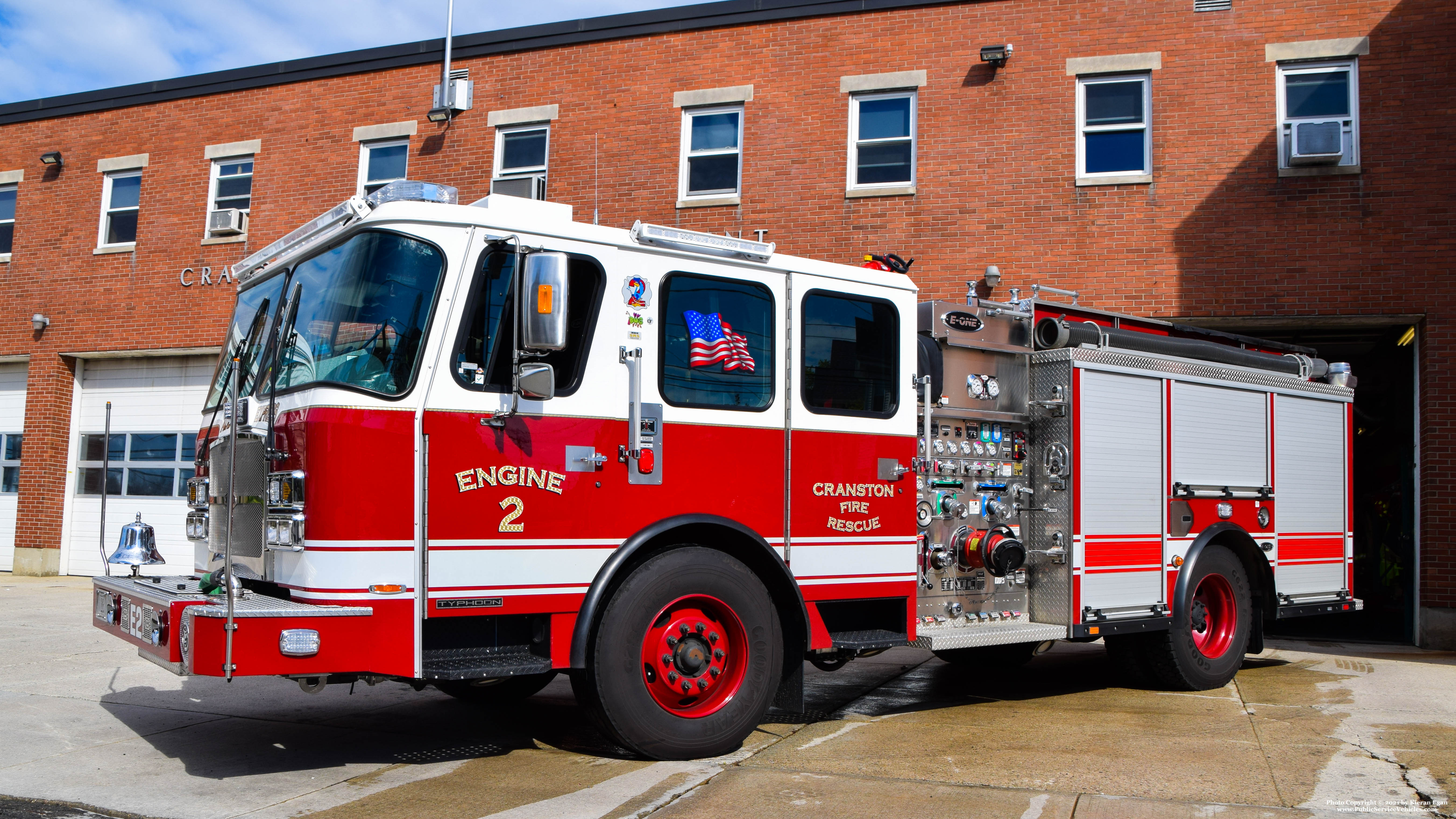 A photo  of Cranston Fire
            Engine 2, a 2018 E-One Typhoon             taken by Kieran Egan